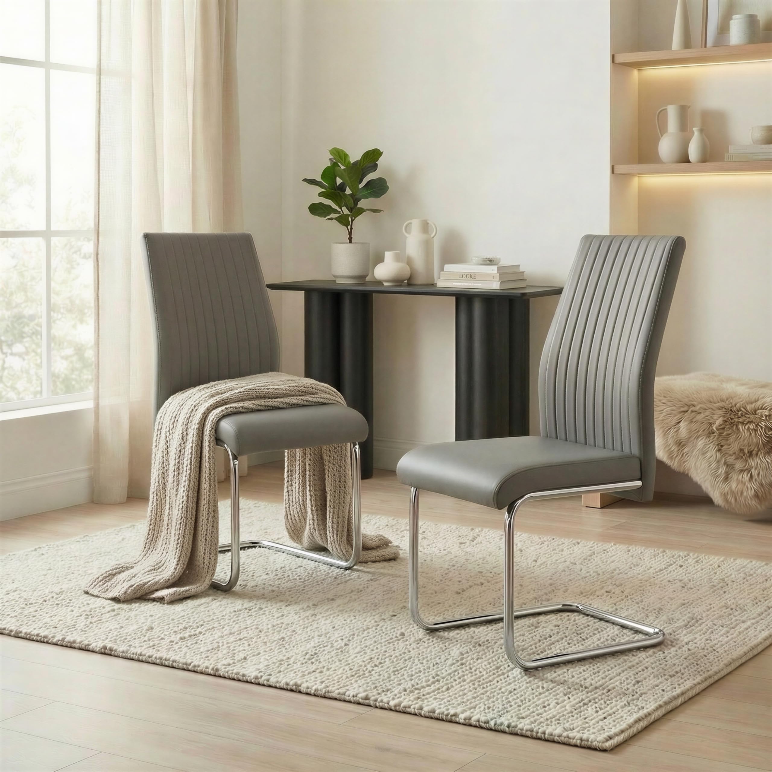 Furniturebox UK Grey Dining Chairs Set of 2 Lorenzo Chairs for Dining Room Set of 2 Premium Dining Room Seats Modern & Stylish Seats (2x Grey)