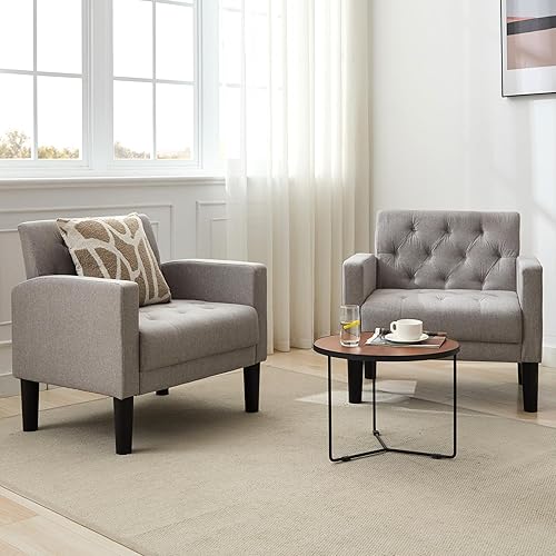 Miniatura 9 de TYBOATLE Juego de 2 sillas decorativas, cómodas sillas de sala de estar copetudas, modernas de mediados de siglo, acogedora silla tapizada con brazo