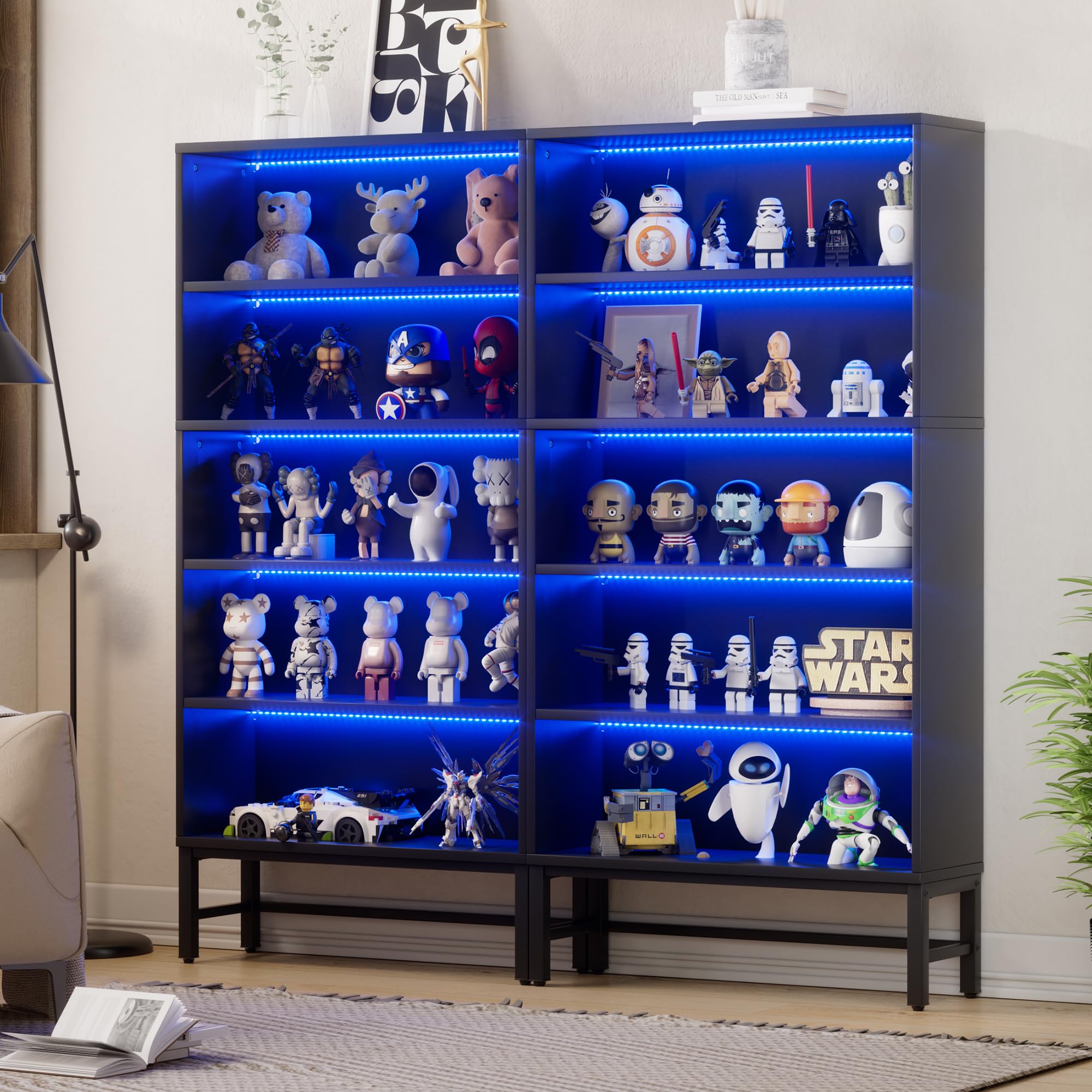 Vetrinetta Espositiva Mobile vetrina con illuminazione a LED Armadio da Collezione a 5 Strati Moderna Mobile Vetrina Vetrina Soggiorno per Statuette, Salotto, Bar,Camera da letto e Ufficio 90*30*178CM