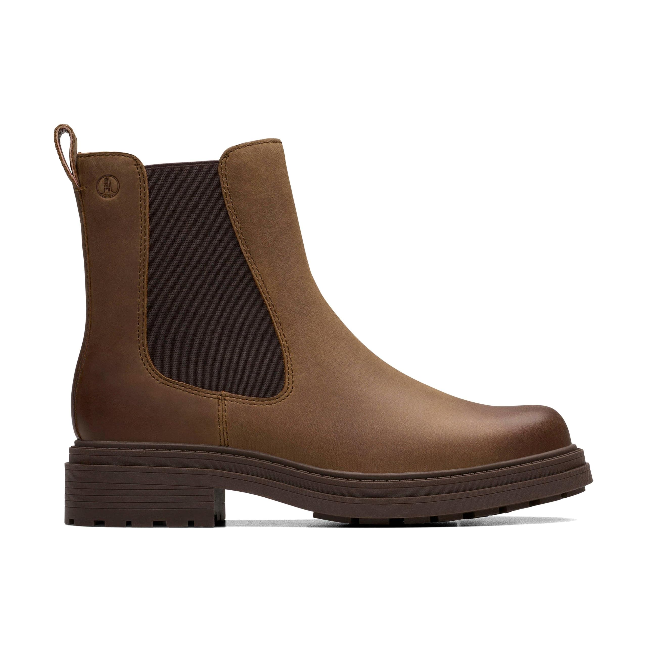 Clarks Women's Brown Orinoco 3 Top Walnut Leather Ankle Boots, Chelsea Boots In | : 8/Standard Fit