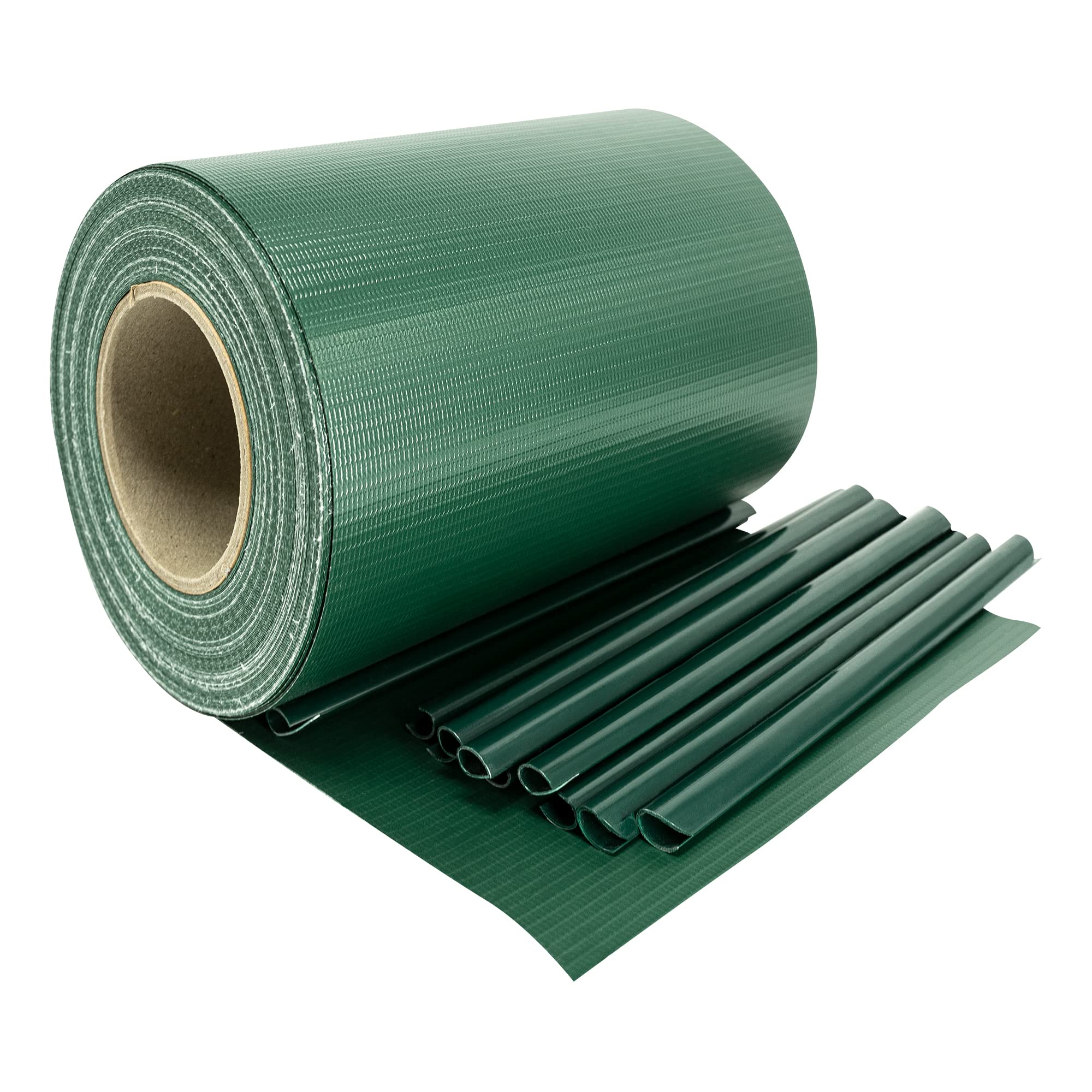 PVC Sichtschutz Streifen Privatsphäre Doppelstabmatten Zaun Folie inkl. 30 Befestigungsclips, Farbe:Grün, Länge: (245m (7X 35m))