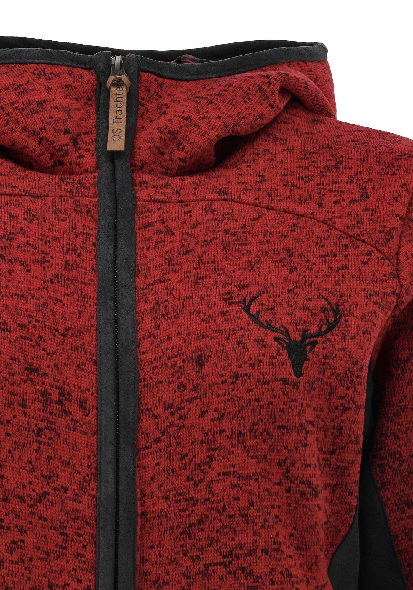 OS Trachten Damen Strickfleecejacke Freizeitjacke Übergangjacke mit Kapuze Zumgu