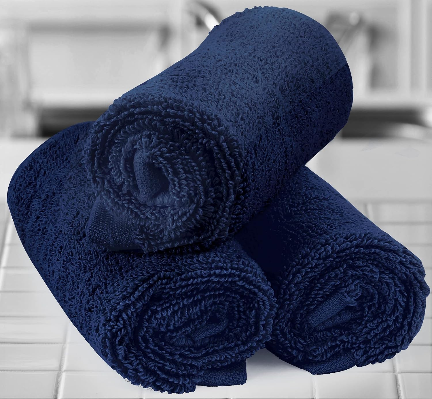 Utopia Towels [12 Pack Premium Wash Cloths Set (12 x 12 Inches) 100% Cotton Ring Spun, Highly Absorbent and Soft Feel Essential Washcloths for Bathroom, Spa, Gym, and Face Towel (Navy)