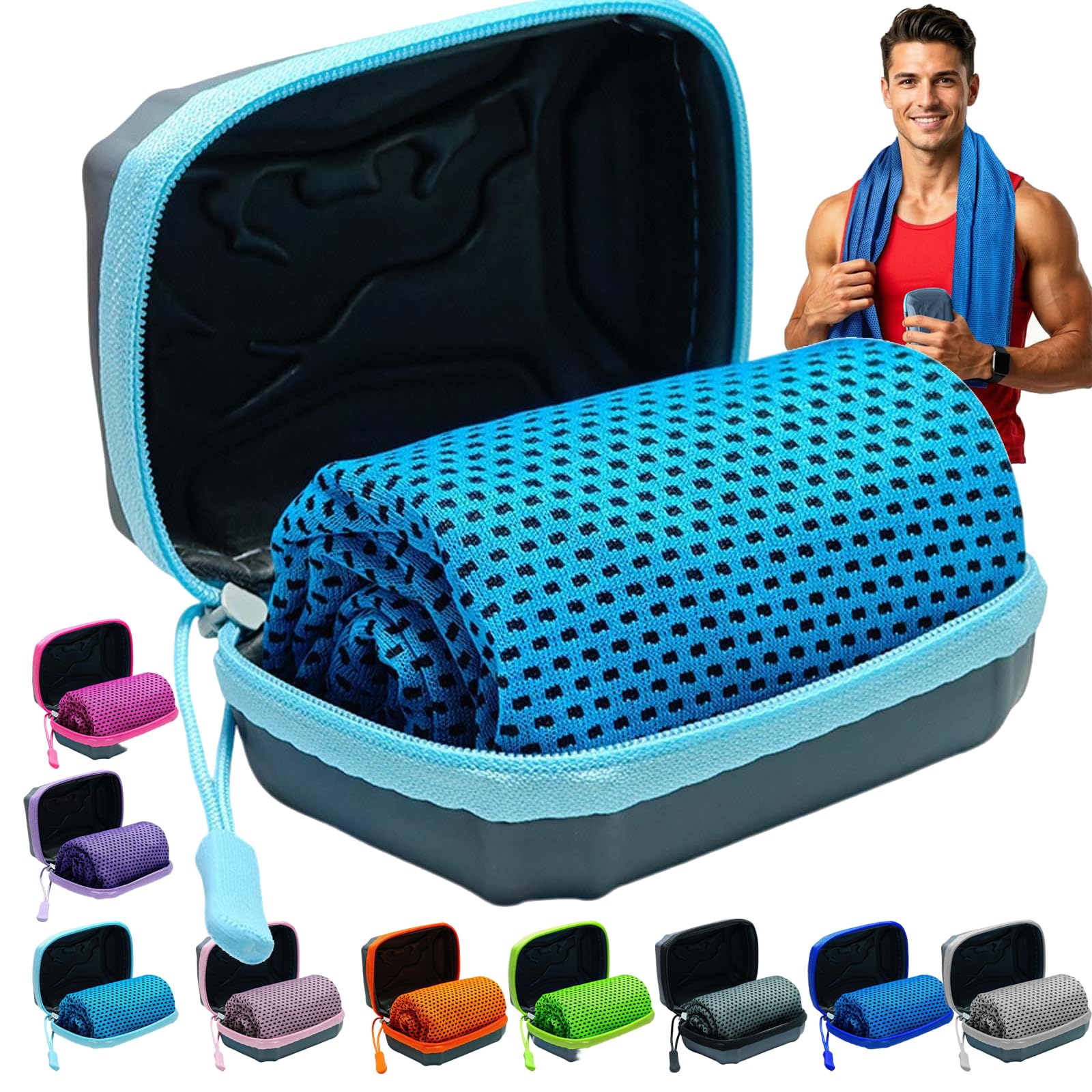 Cooling Towels,30x80 Cm Breathable Instant Quick Drying Ice Cool Microfibre Cloth,Ice Cool Microfibre Towel for Neck & Face,Cool Towels For Extreme Heat For Gym Workout Running Yoga Golf (Blue) — image 1