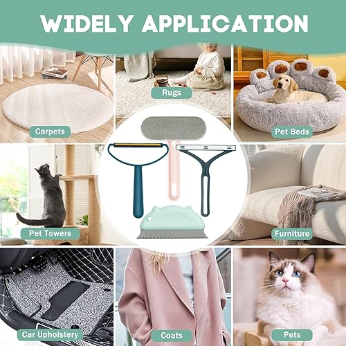 Miniatura 7 de Removedor de pelo de mascotas para sofá, 4 piezas de removedor de pelo de perros y gatos para sofá, herramienta de eliminación de pelo de mascotas,