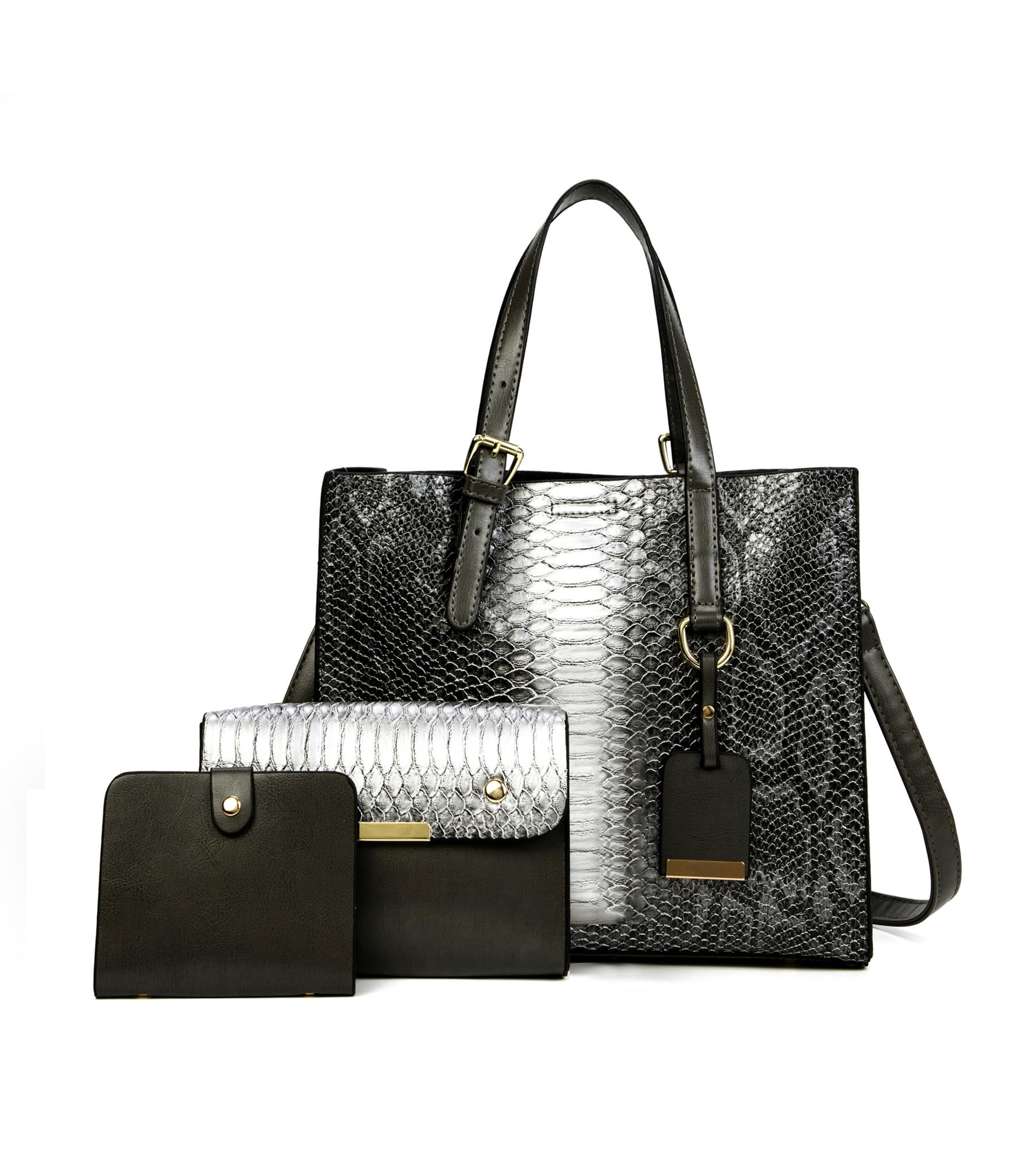 KingTo Women's Crocodile Pattern Satchel Handbags Stylish Tote Handbags crocodile purses for women 3 Pcs Set | Crocodile Pattern, Stylish, crocodile