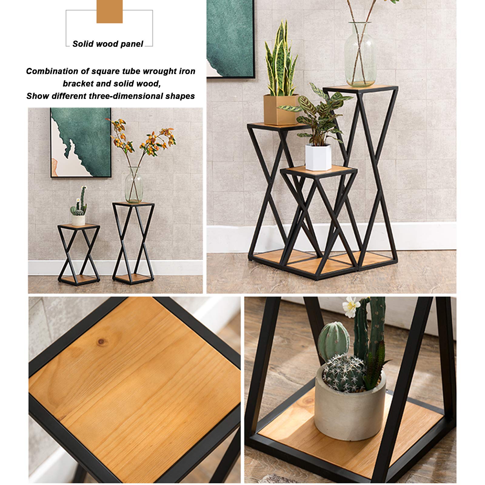 Supporto per piante in metallo a 2 livelli, ripiani portavasi multipli in ferro battuto espositore per fiori in ferro battuto per giardino balcone patio soggiorno interno (dimensioni: 30 * 3