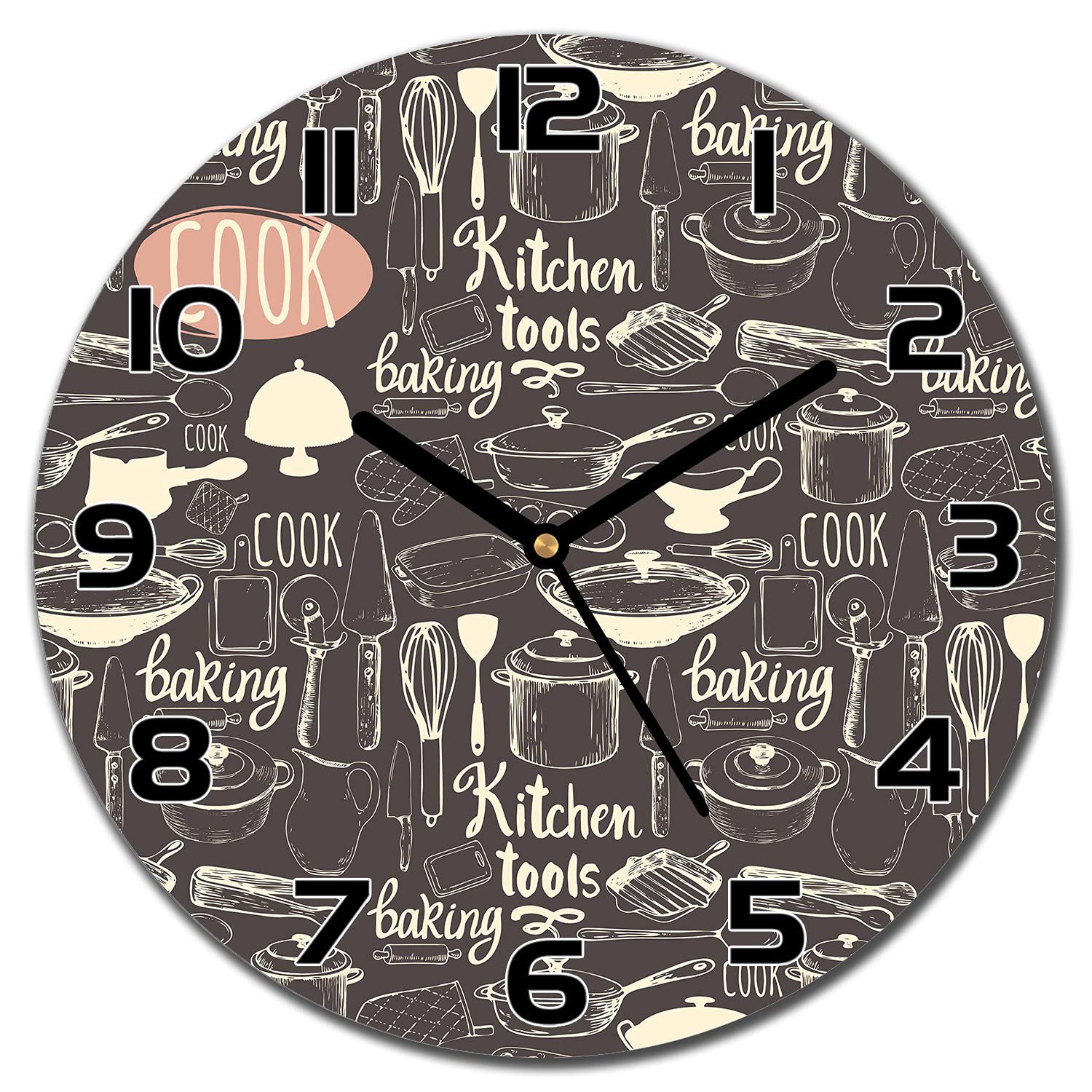 Horloge murale 30 cm avec impression moderne sur verre durable