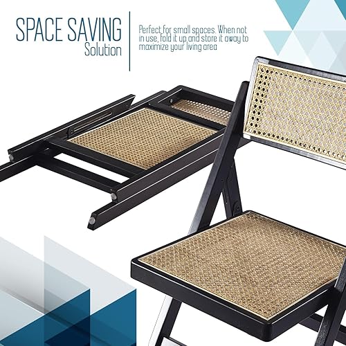 Miniatura 4 de Ibiza - Silla plegable de ratán, color negro oscuro, juego de 1, sillas plegables modernas de ratán para comedor al aire libre, patio, silla