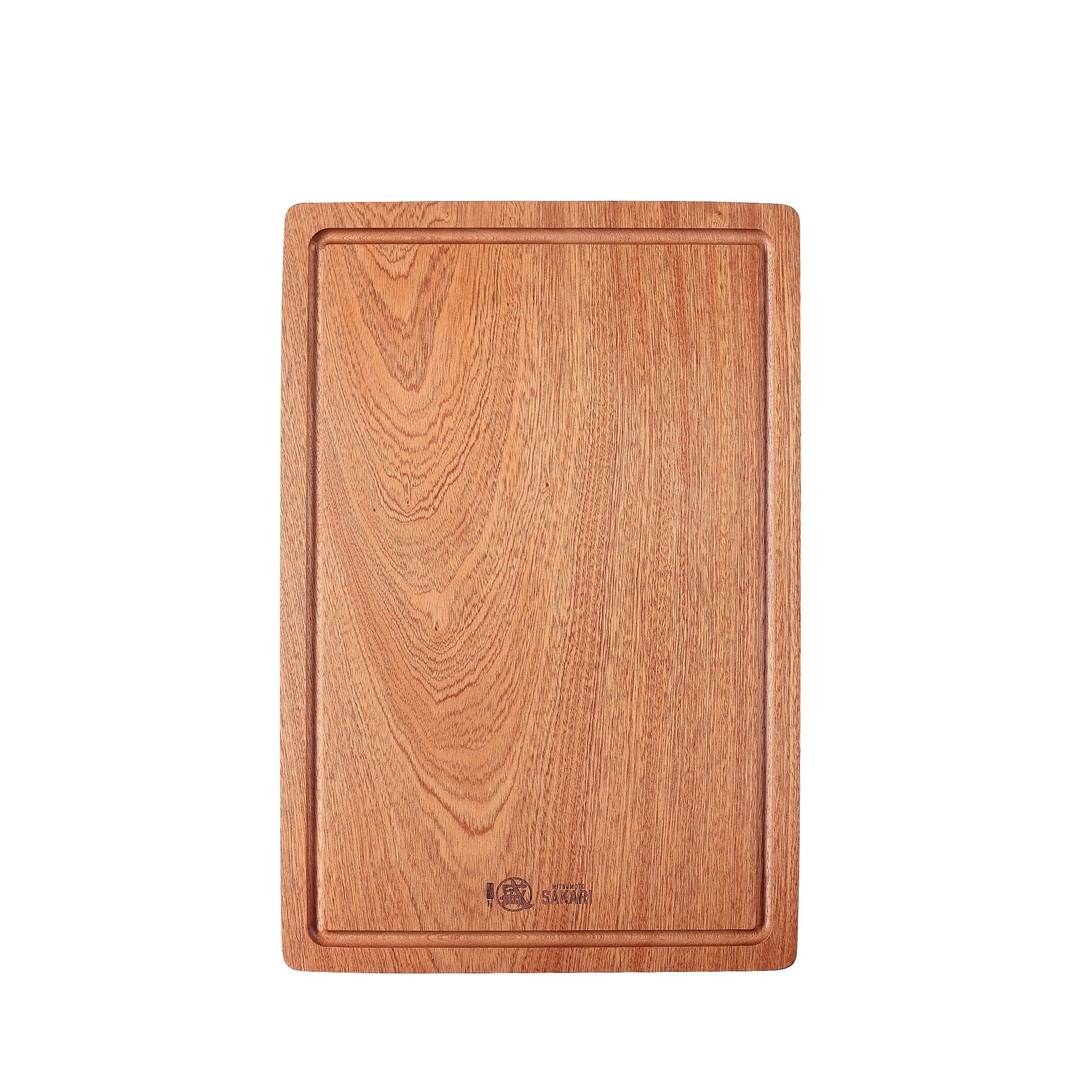 MITSUMOTO SAKARI Schneidebrett aus Sapele-Holz 45 x 30 x 2,5 cm | Japanisches Küchenbrett, Professionelles Schneidebrett aus Holz, Mit Auslaufsicheren Rillen