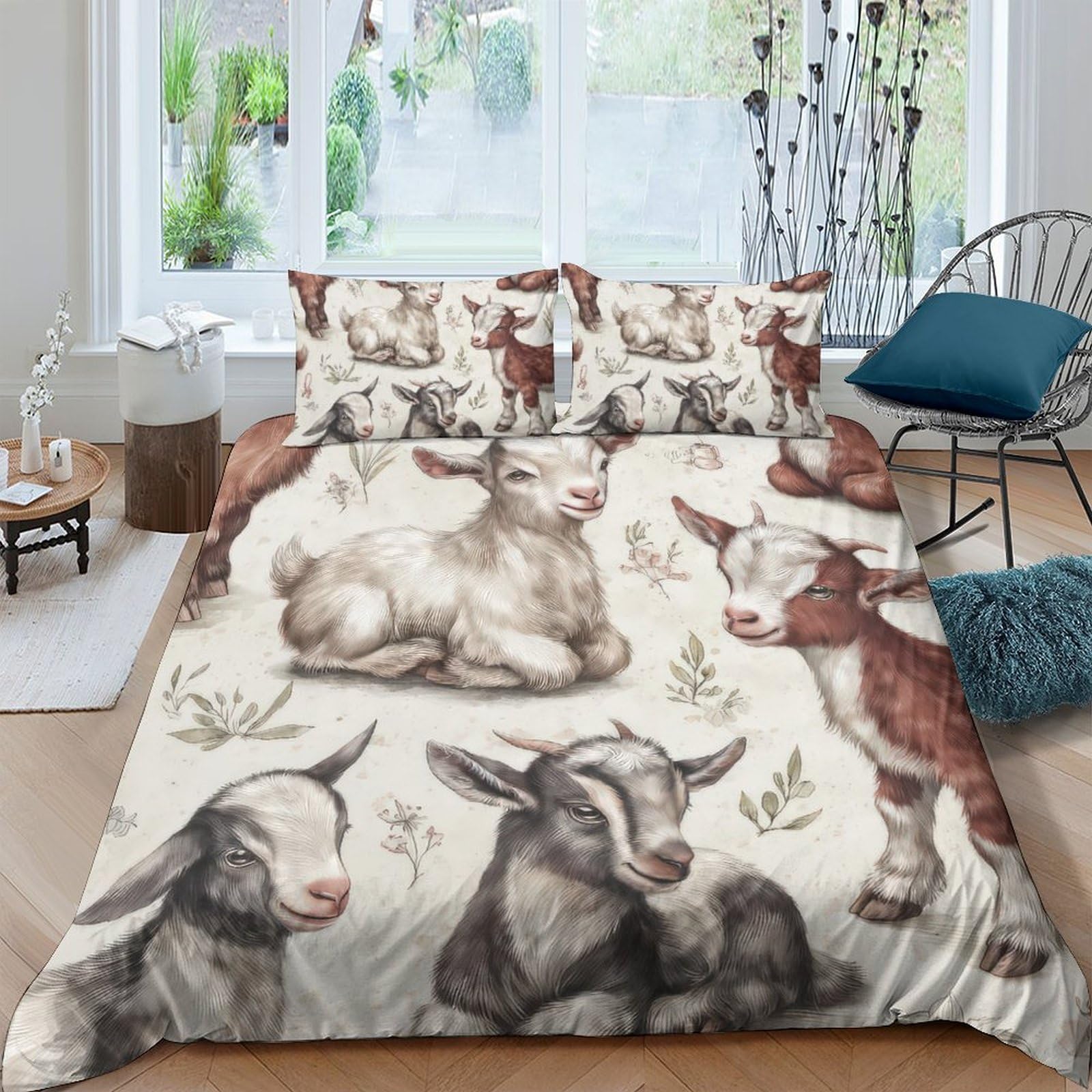 Ctjqhvkz Style-4 3D Printed Calf Pastoral Fitted Sheet Microfiber Soft Non-Slip Farm Animal Bed Cover For Bedroom Guest Room Decor Single（135X200cm）