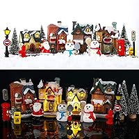 Vista 1 de Skylety Juego de 16 piezas de casas de pueblo de Navidad, luces LED, escena de pueblo de Navidad, adornos de escritorio, figuras de Navidad