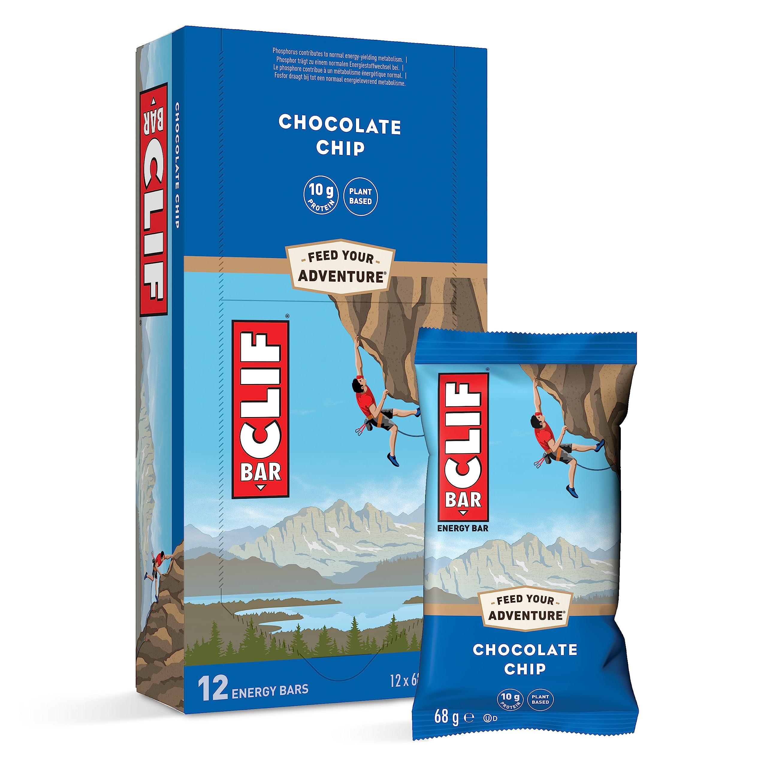 CLIF BAR Energy Bar baton proteinowy, baton proteinowy, na bazie roślin, do biegania, treningu maratońskiego, jazdy na rowerze i sportów wytrzymałościowych, 12 x 68 g