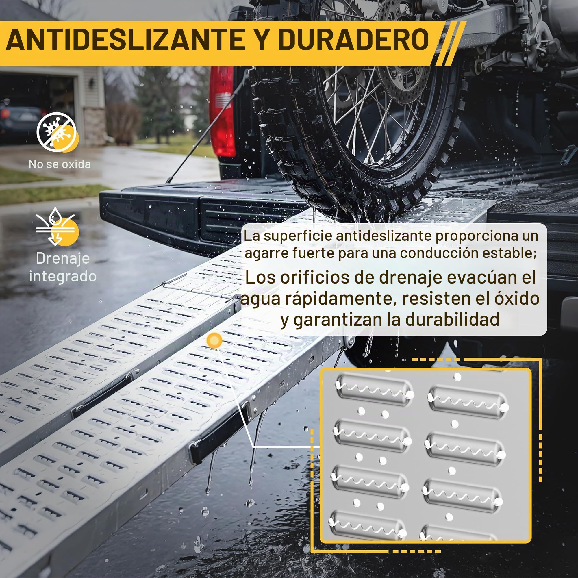 LZQ 2 rampas plegables de carga de máx. 400 kg/par para moto y rampa de acceso 180 x 22,5 x 4,5 cm por pieza para motocicleta, ATV, quad, coche