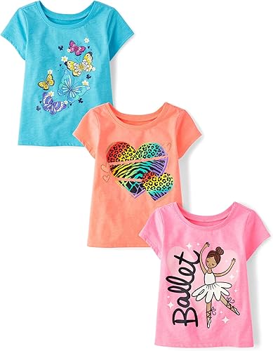 Miniatura 9 de The Childrens Place Camiseta gráfica de manga corta para niñas pequeñas paquete de 3 Vibras atrevidasamor amorpequeño a cargo