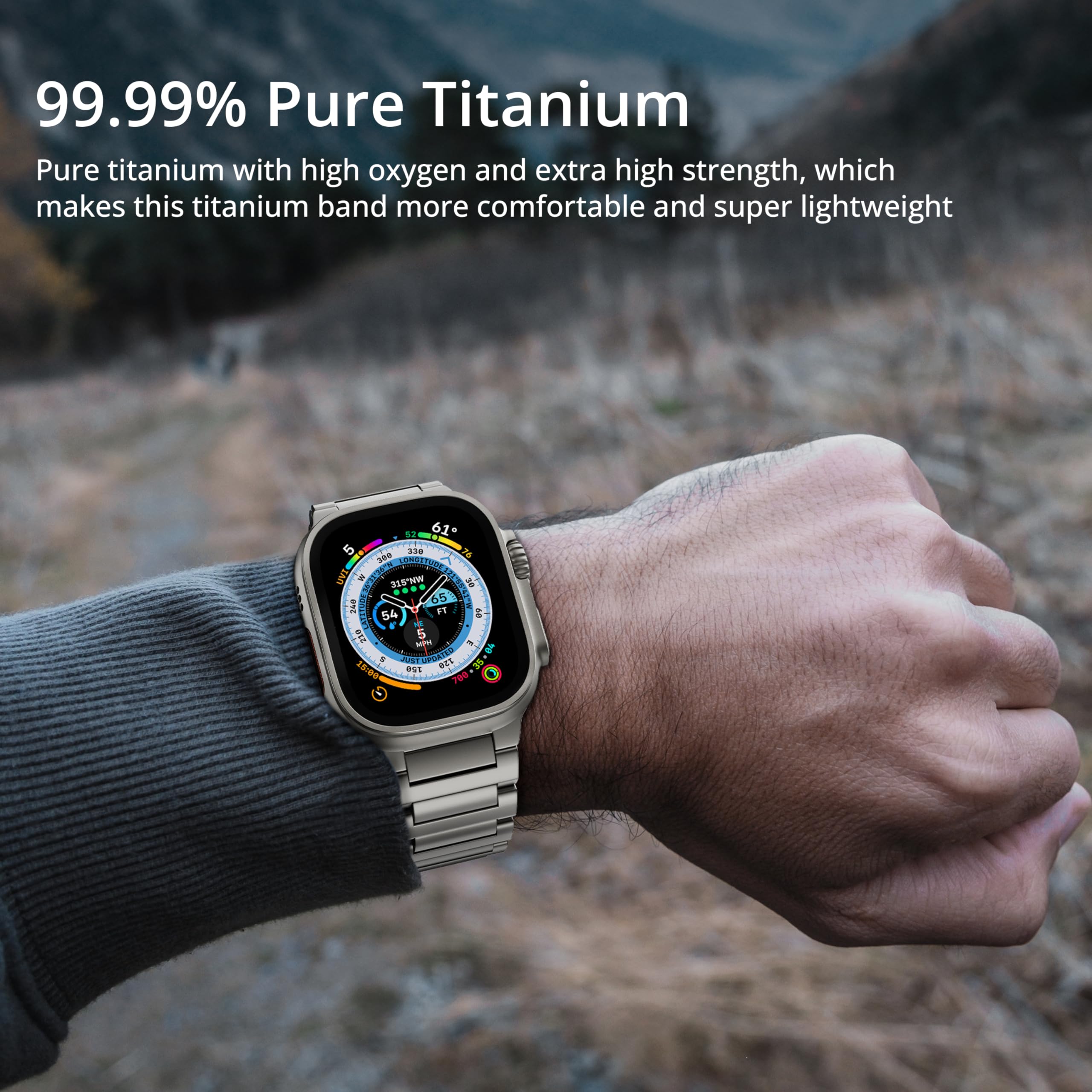 LULULOOK Pasek tytanowy klasy 4 do Apple Watch Ultra 2/Ultra 49 mm z magnesem, pierwszy na świecie ultralekki tytanowy pasek zastępczy z powłoką Super DLC do zegarka iWatch Ultra