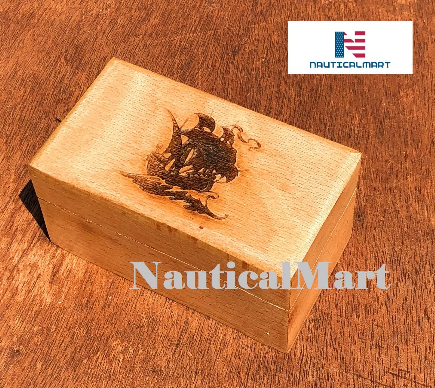 Nautical-Mart Brass Telescope Pirate Spyglass with Personalized Wooden Box 6 Inch Handheld Nautical Sailor Gift (Engraved Sign 3)