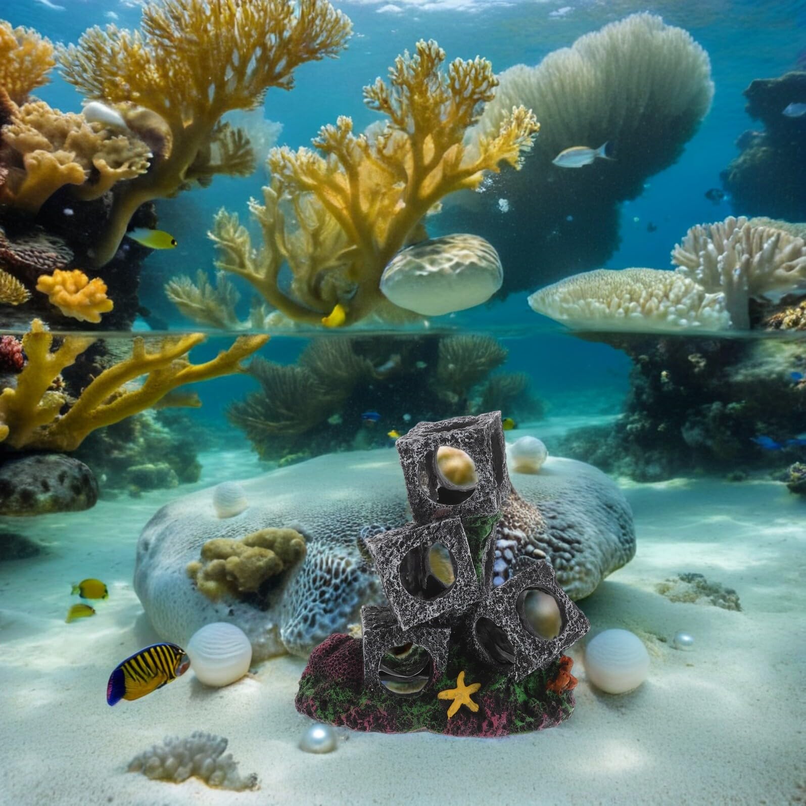COLLBATH Aquarium Versteck aus Kunstharz Stapelbares Fischversteck mit Höhle für Betta und Garnelen in Süßwasseraquarien