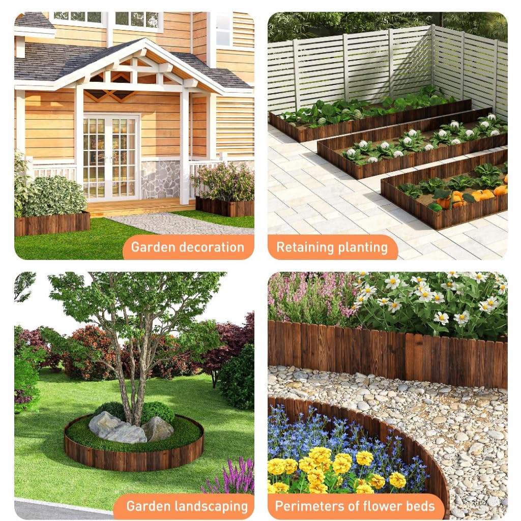 Nucarture Wooden Garden Fence Oudoor 116*40CM Border Edging Plant Partition Decorative Fence for Gardening Picket Fence Landscaping Borders Self Standing Fencing for Balcony Yard Barrier fence( Brown) - Image 2 thumbnail
