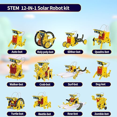 Miniatura 6 de Juguetes de robot solar para niños de 8 a 12 años, proyectos STEM 12 en 1 para 8-13, 9, 10, 11 años, adolescentes, niños y niñas, 190 piezas, juegos