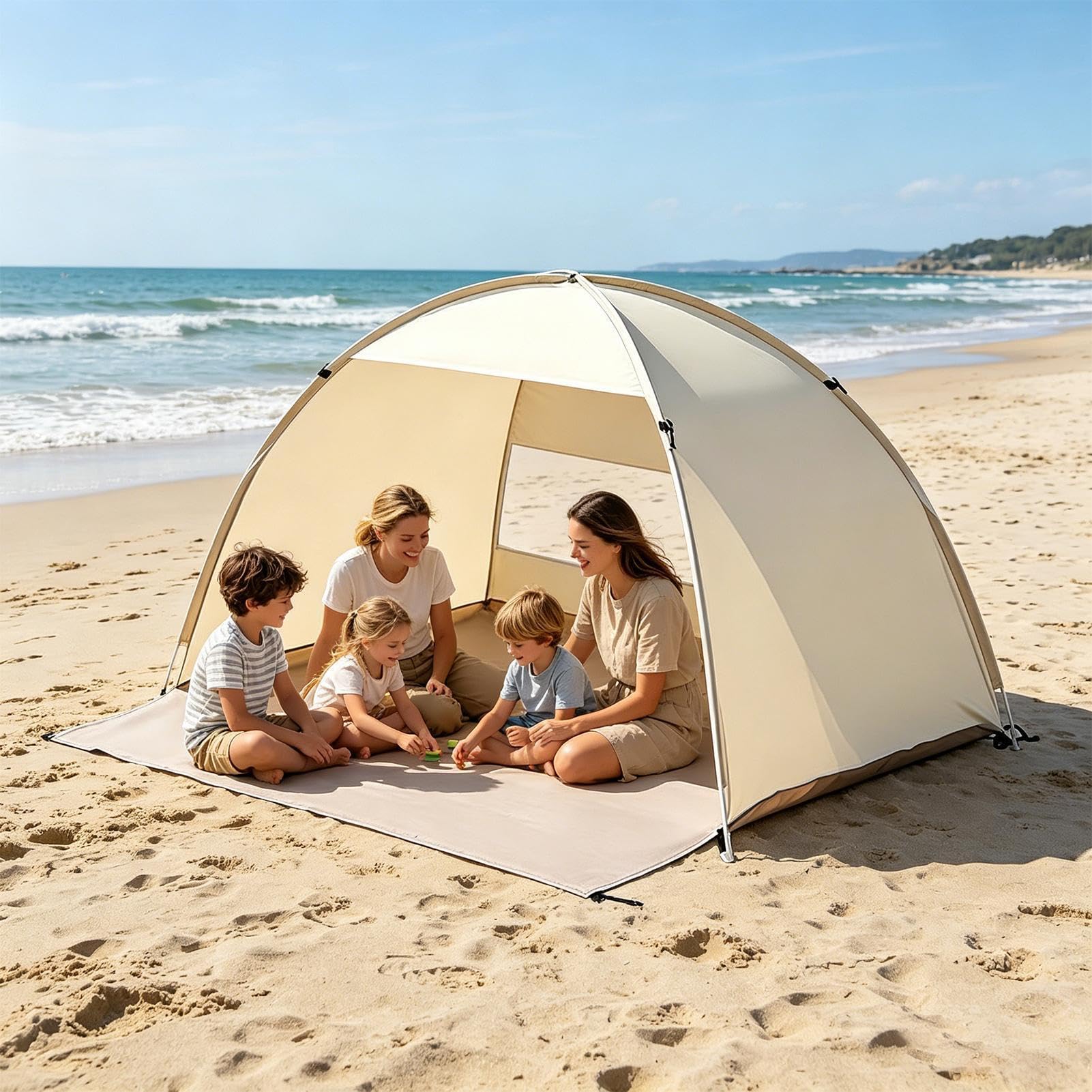 da Spiaggia Solare Portatile con Montaggio Facile | Tenda Parasole per 3-4 Persone Campeggio Giardino Picnic Famiglia Pesca Viaggio Trekking