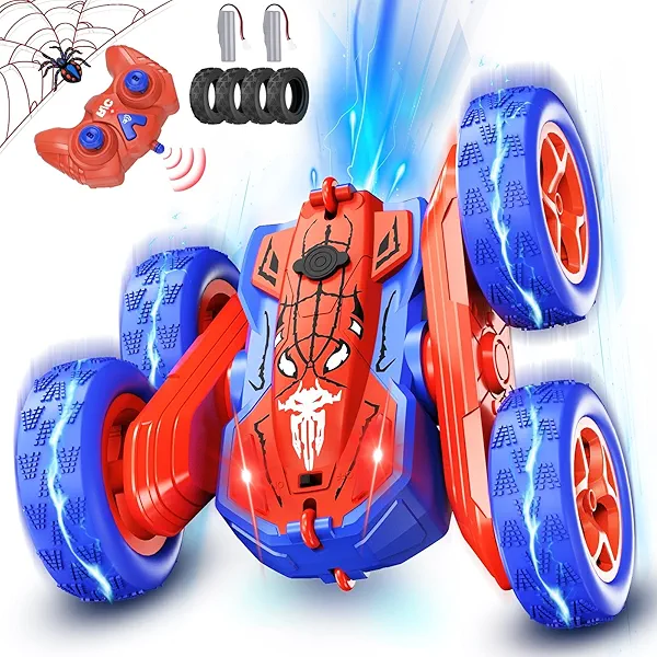 Ancitoy Spider Remote Control Car for Boys, RC Stunt Car with Light Spray, RC Cars Rechargeable Double Sided Driving 360° Flip Rotating Racing, Toys for Kids Age 4-6 6-8 8-12 Birthday Gifts