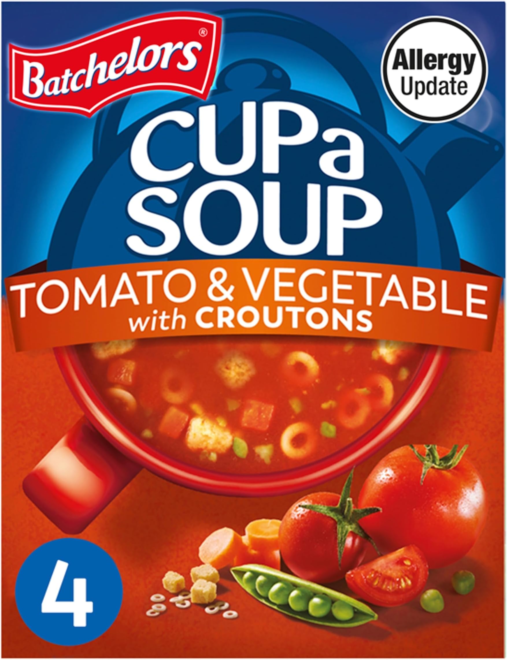 Cup a Soup Tomato & Vegetable with Croutons Instant Soup Sachets, 4 Sachets, 104 g (Pack of 1)
