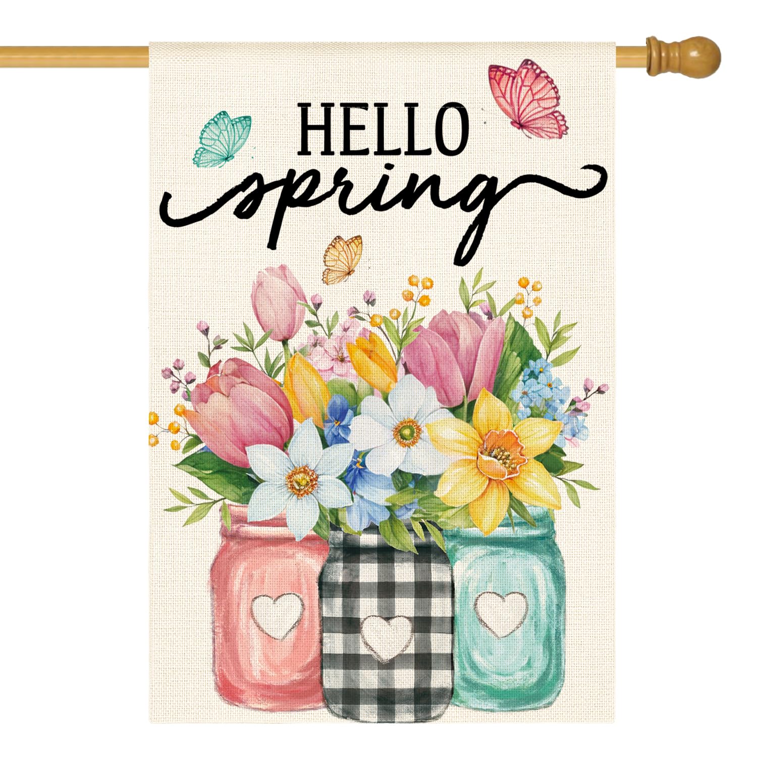 Amazon.com : AVOIN colorlife Hello Spring House Flag 28x40 Inch