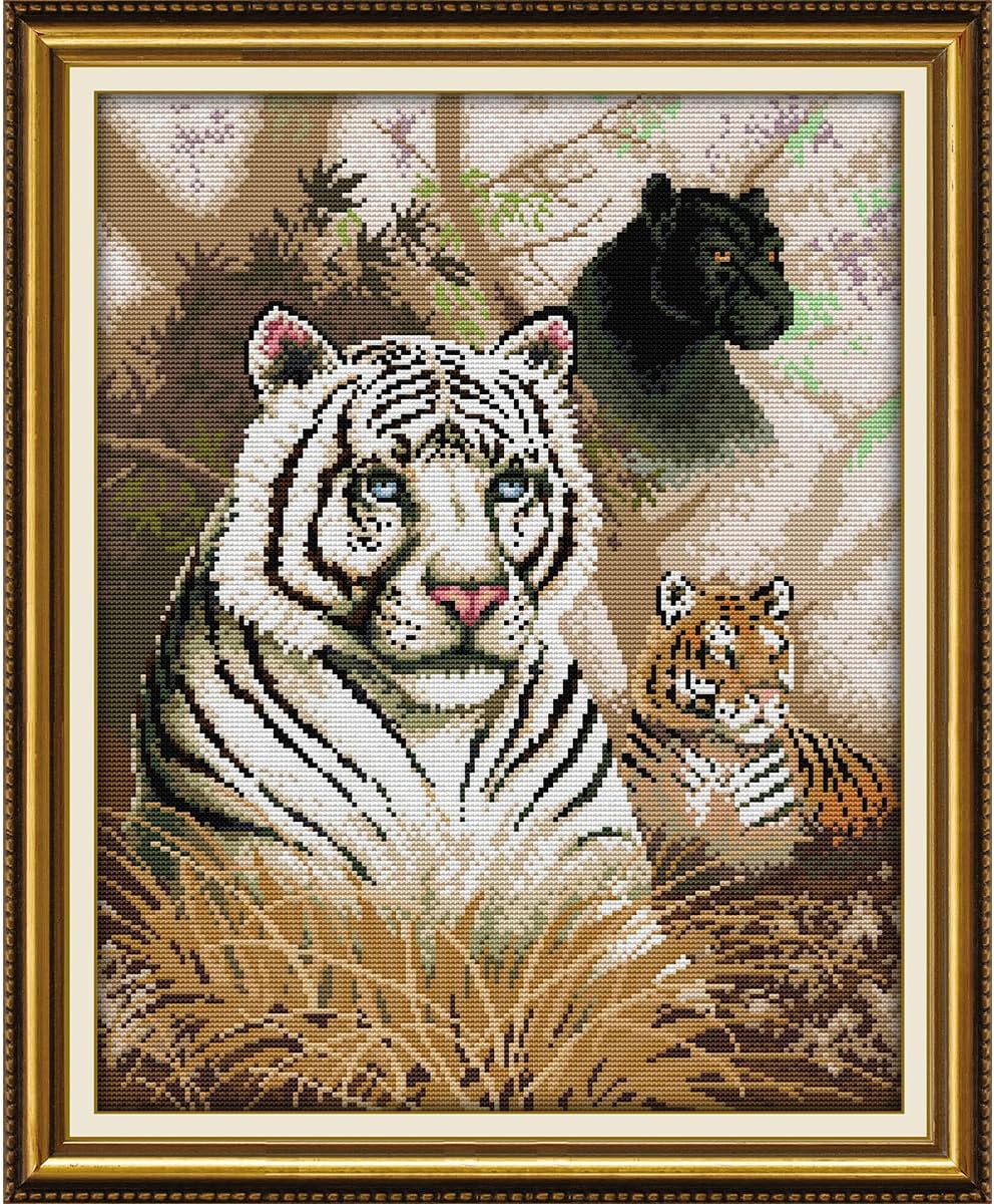CROSSDECOR Stamped Cross Stitch Kits,Full Range of Cross-Stitch Needlepoint Kits for Beginners,Embroidery Kit Arts and Crafts for Home Wall Decor Gifts-Wolf 62×54cm