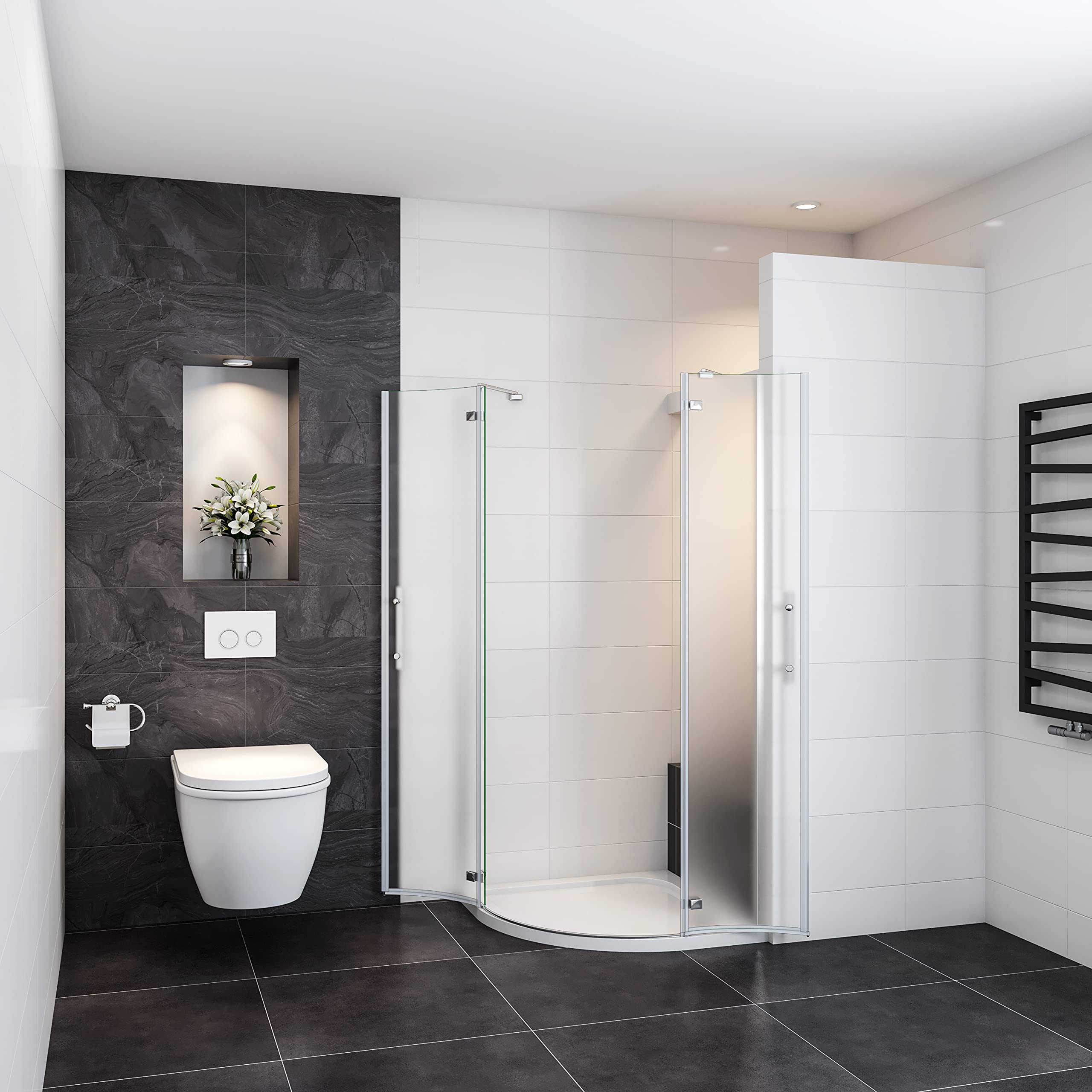 Box Doccia Semicircolare alto 195 cm 80x80 cm Satinto Vetro 6mm