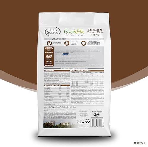 Miniatura 8 de NutriSource Pure Vita - Alimento para perros, hecho con pollo y arroz integral, con granos saludables, 25 libras, alimento seco para perros