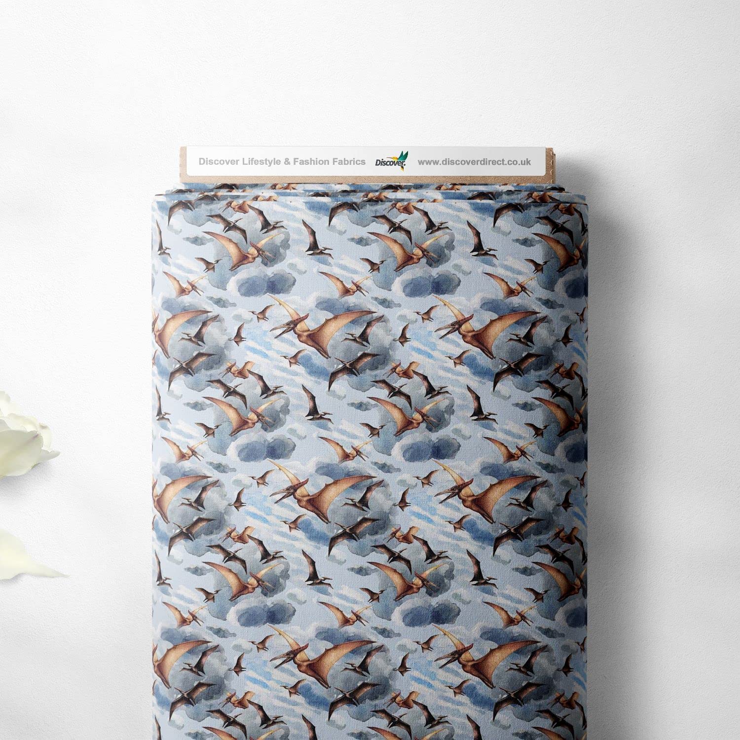 Discover Lifestyle & Fashion Fabrics Blue 100% Cotton Dino World Dinosaurs Printed Novelty Design Children Kids Craft Dress Quality Sewing Fabric Material | 55" - 140 Cm Wide (Per Half Metre, )