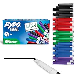 EXPO Low Odor Dry Erase Markers Fine Tip Assorted Colors 36 Count