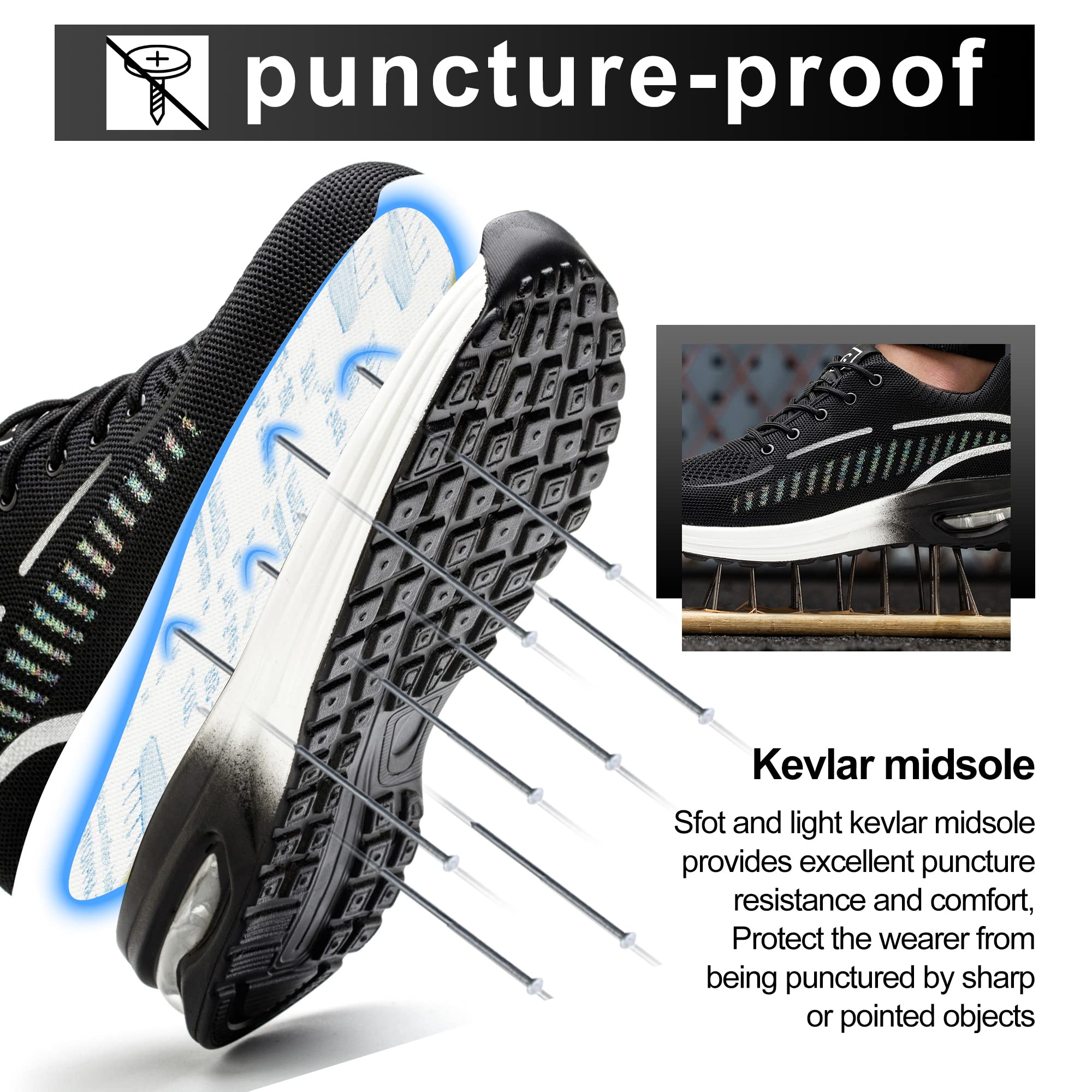 Scarpe Antinfortunistiche Uomo Scarpe da Lavoro Donna Leggere Traspiranti Sneakers con Punta in Acciaio Antiscivolo Sportive Sicurezza Scarpe