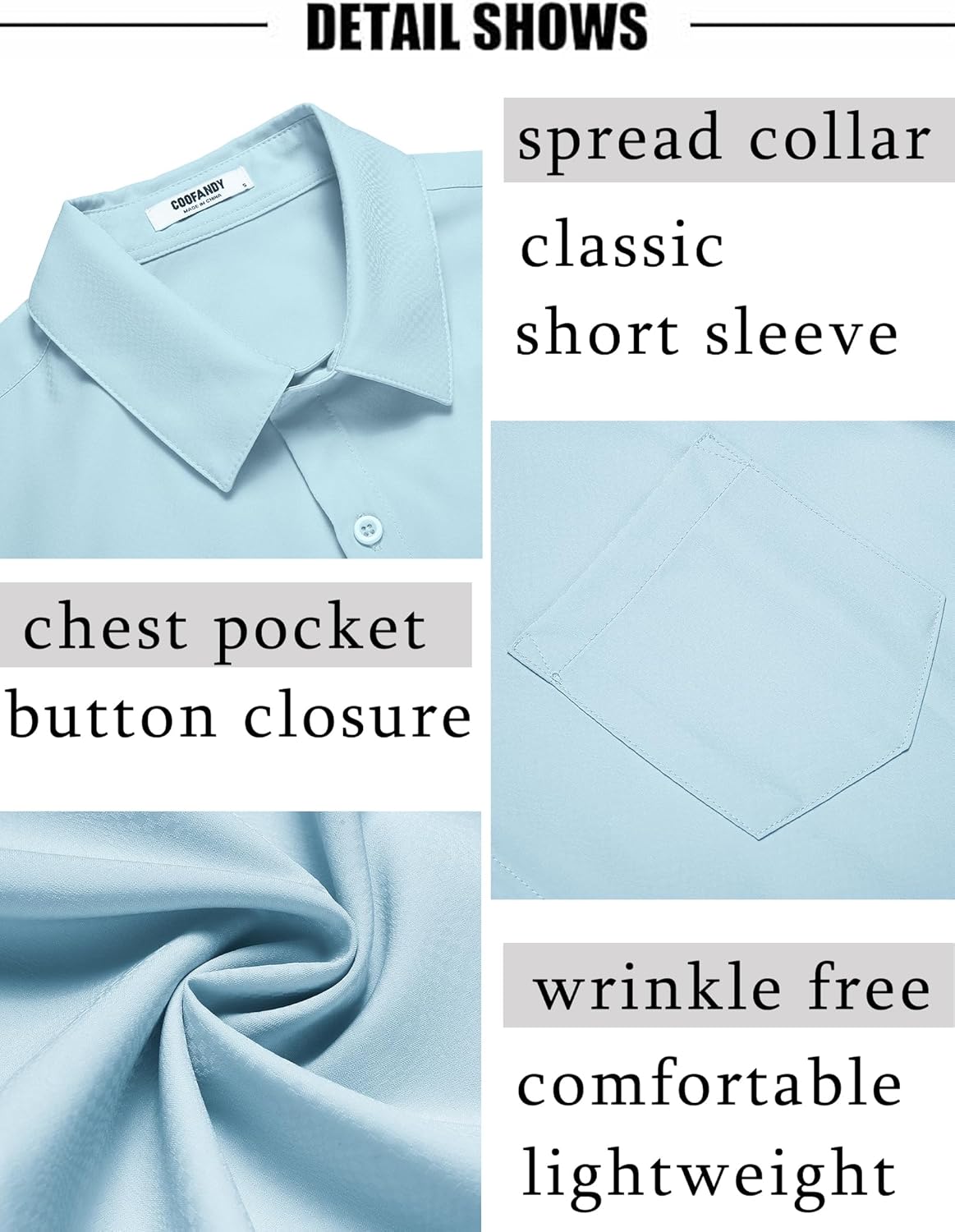 COOFANDY Men's Short Sleeve Dress Shirts Wrinkle Free Regular Fit Dress Shirt Textured Casual Button Down Shirts - Image 5