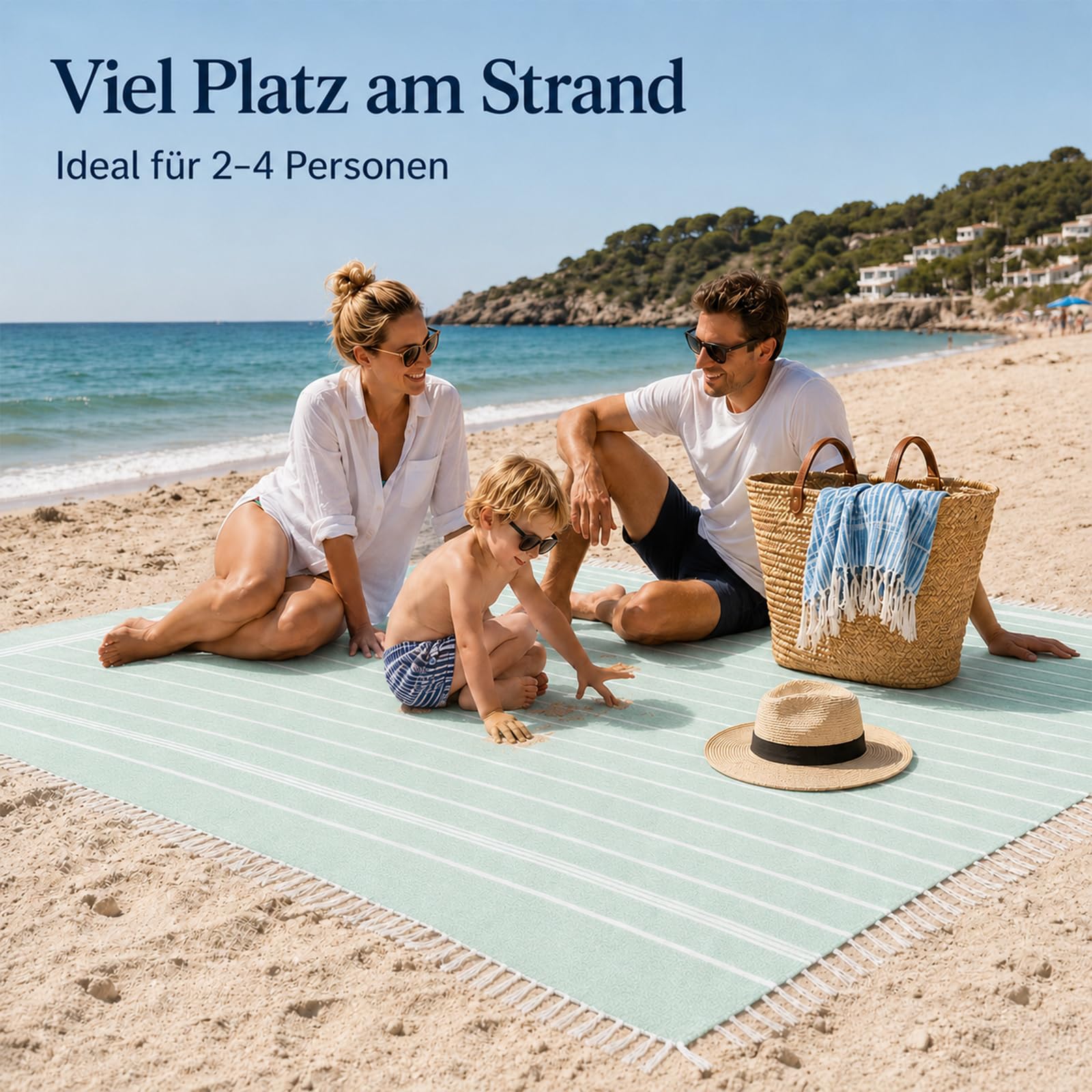 Nuenen 2 Toallas de Baño Sauna Turco Suaves Playa Toalla de Hammam Grande Absorbente Ligera Compacta para SPA Ducha Yoga(200 x 200 cm,Azul, Verde)