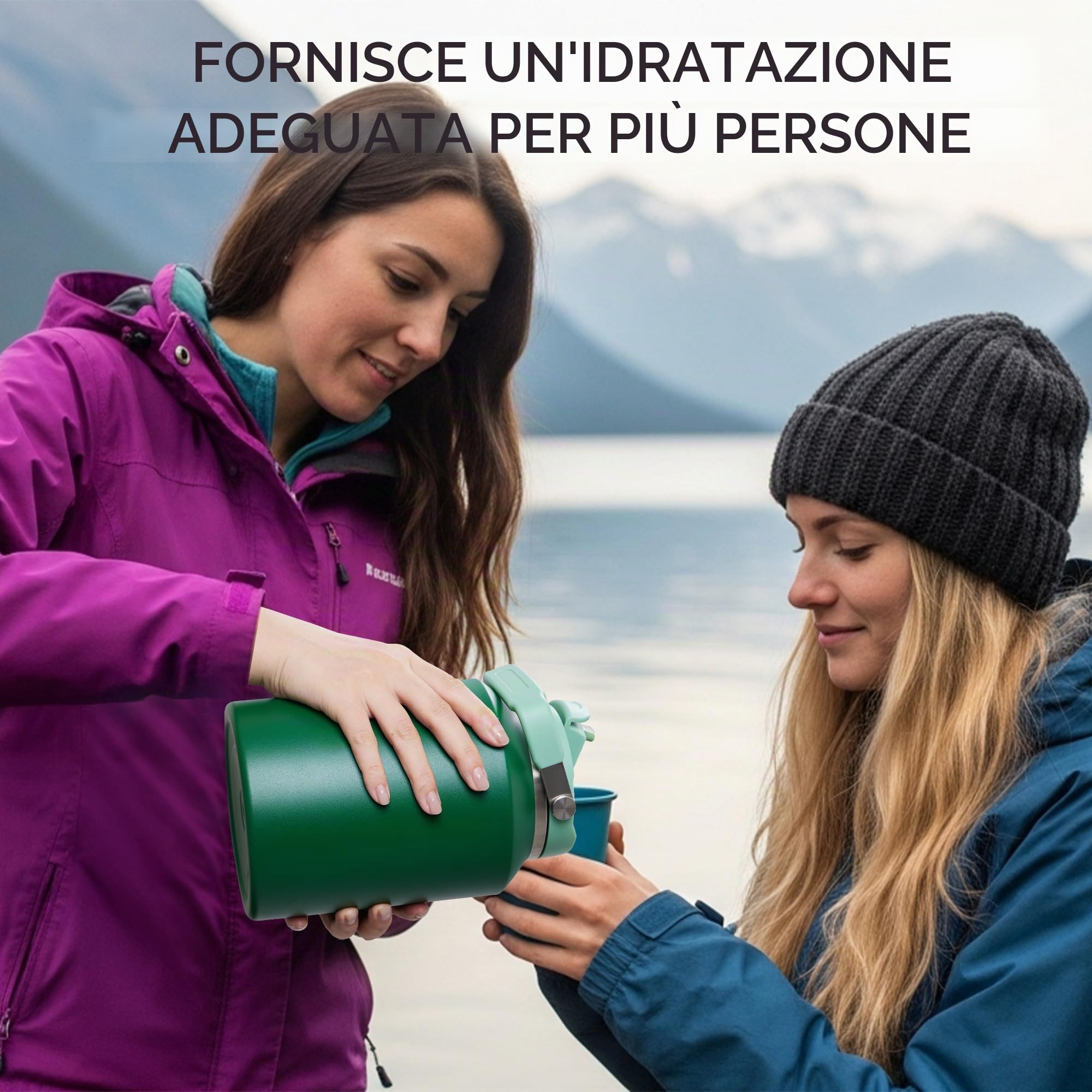 Borraccia Termica 2 litro Bottiglia Termica Senza Perdite Borraccia Palestra Sportiva in acciaio inox, rimanere fredde 24h o calde 12h, Senza BPA