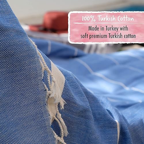 Miniatura 3 de Toalla de playa turca, 39 x 63 pulgadas, azul celeste