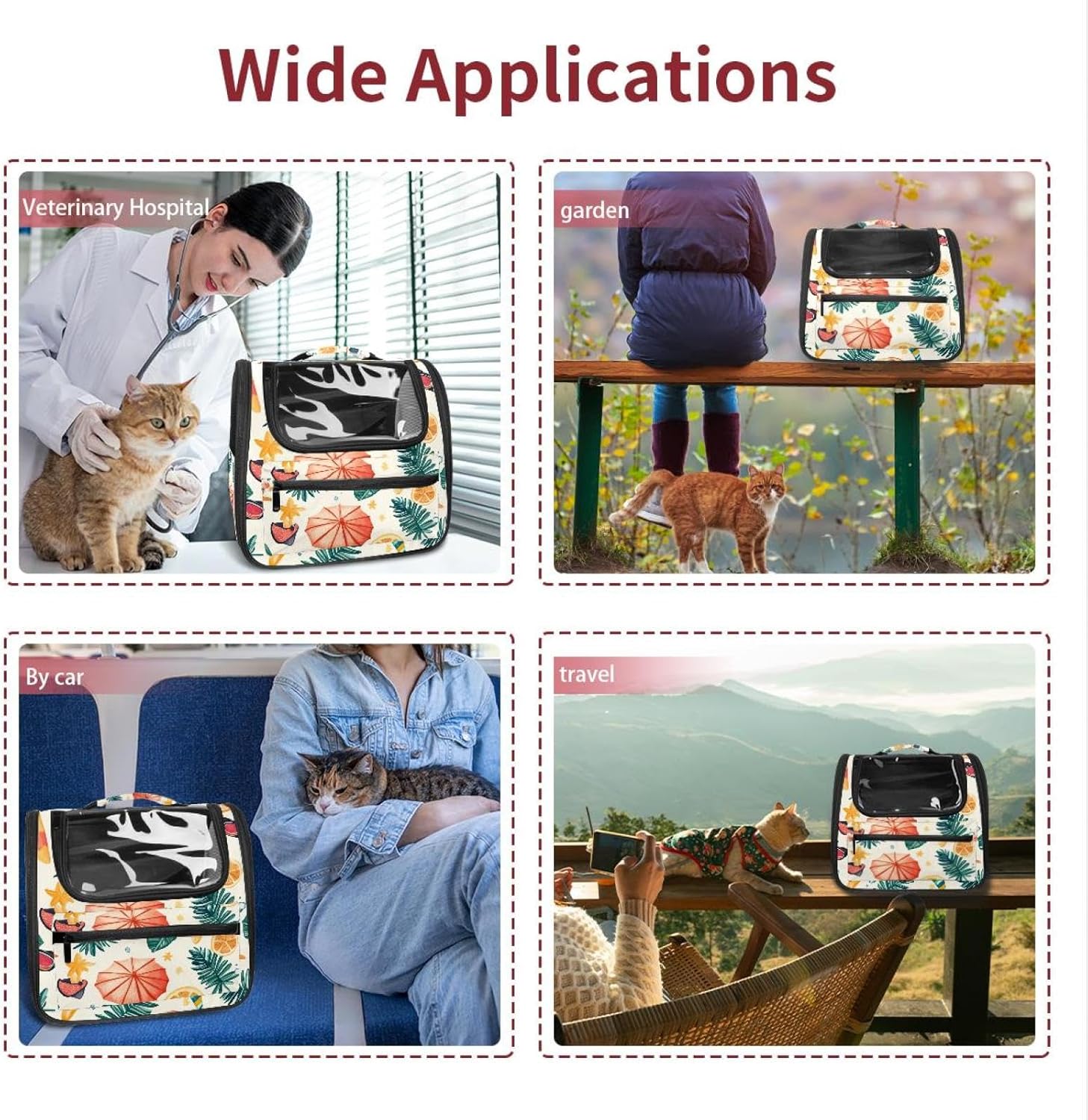 Summer Beach (1) Pet Carrier Airline Approved Soft Sided Portable Cozy Travel Pet Bag, Car Seat Safe Carrier for Cats and Dogs