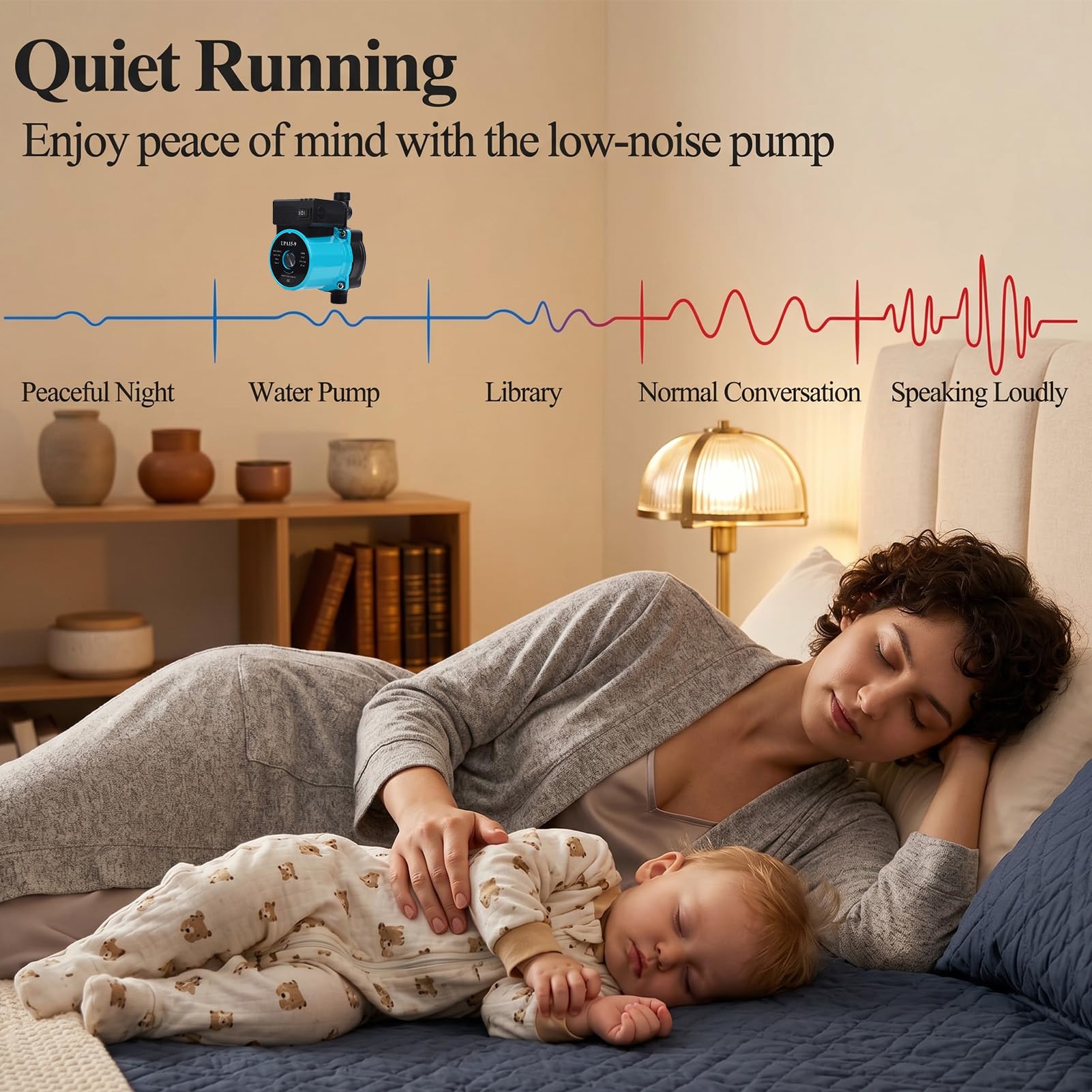 Weytoll Pompa di Sovralimentazione Acqua 180W 240V 35 l/min, Pompa di Circolazione Acqua Silenziosa per Serbatoi d'acqua, Elettrodomestici e Lavatrici