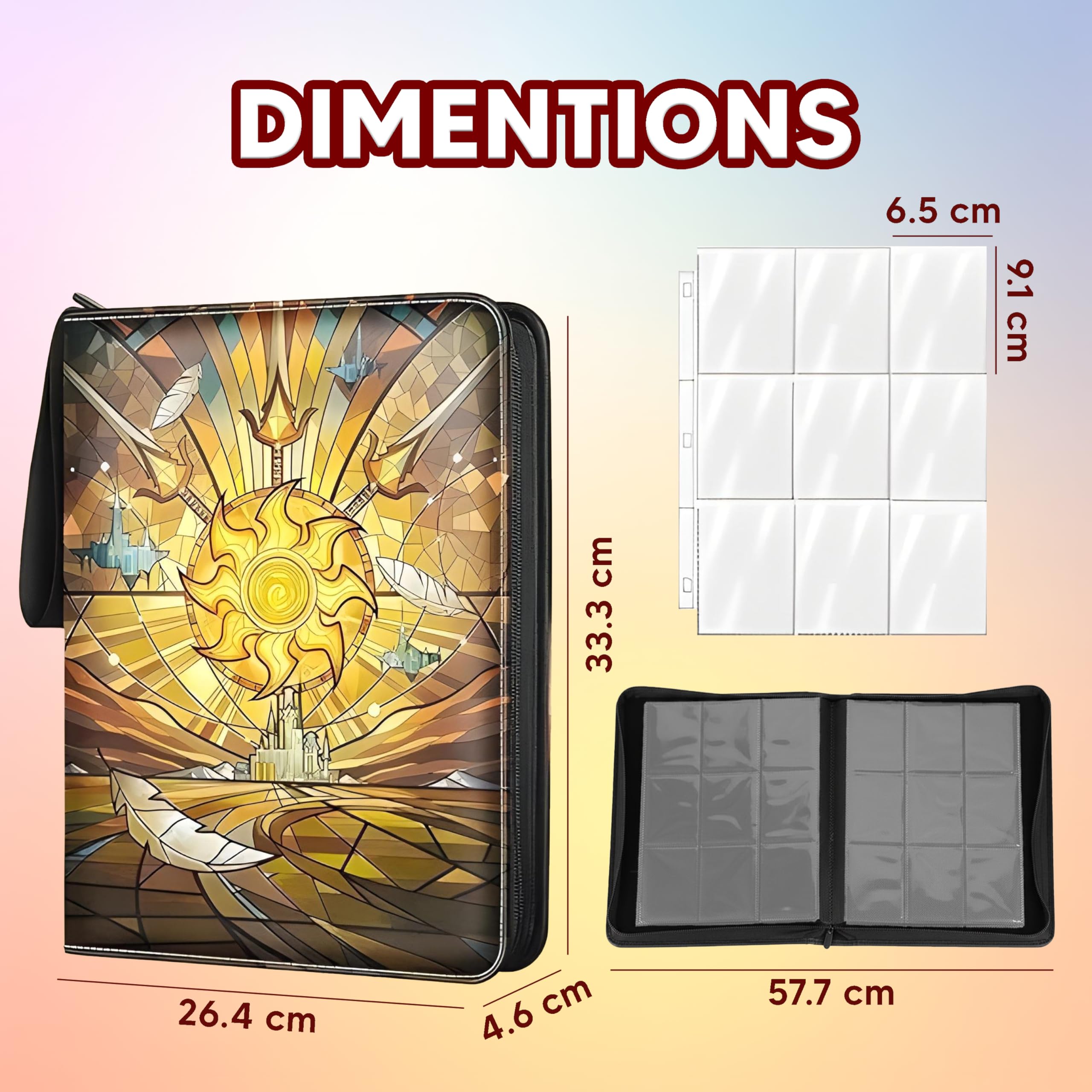 DABEEZDS Card Binder for 9 Pocket with 50 Premium 0.08mm Removable Sleevs for 900 Cards, Trading Card Binder - Image 2