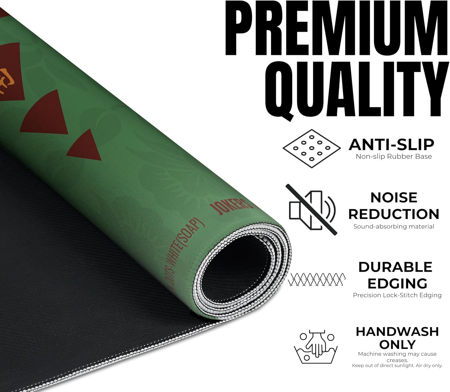 Mahjong Mat (33"x33") - Non-Slip Noise Reduction Gaming Mat for American Mahjong - RedGreen-03