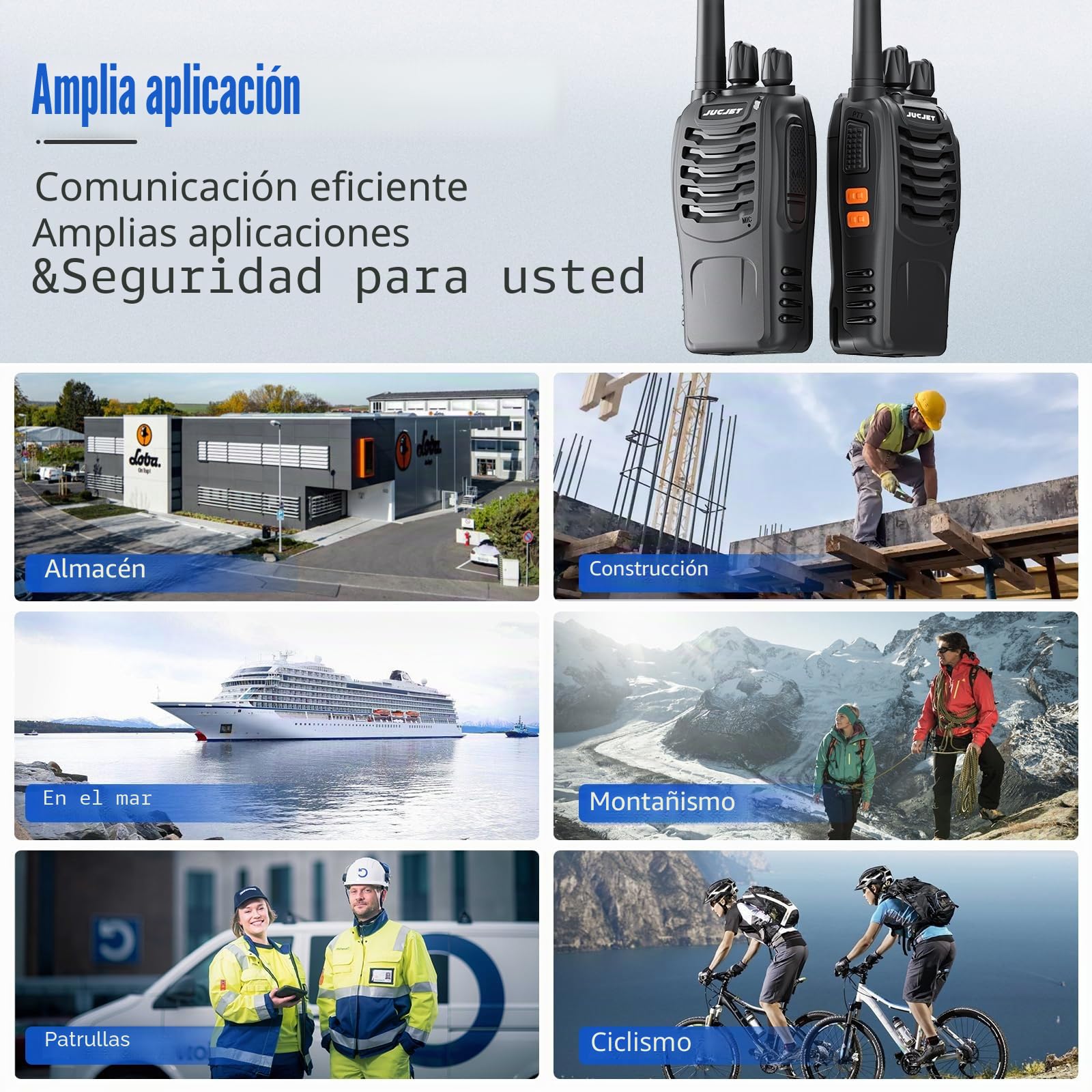 88E Walkie Talkie Recargable, 16 Canales PMR446 Walky Talky, Cargador USB, Radiocomunicación con el Auricular Incorporado Antorcha de LED (4Pcs Negro)