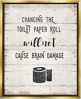 Stupell Industries Changing Toilet Paper Funny Floating Framed Wall Art, Design by Amanda Murray
