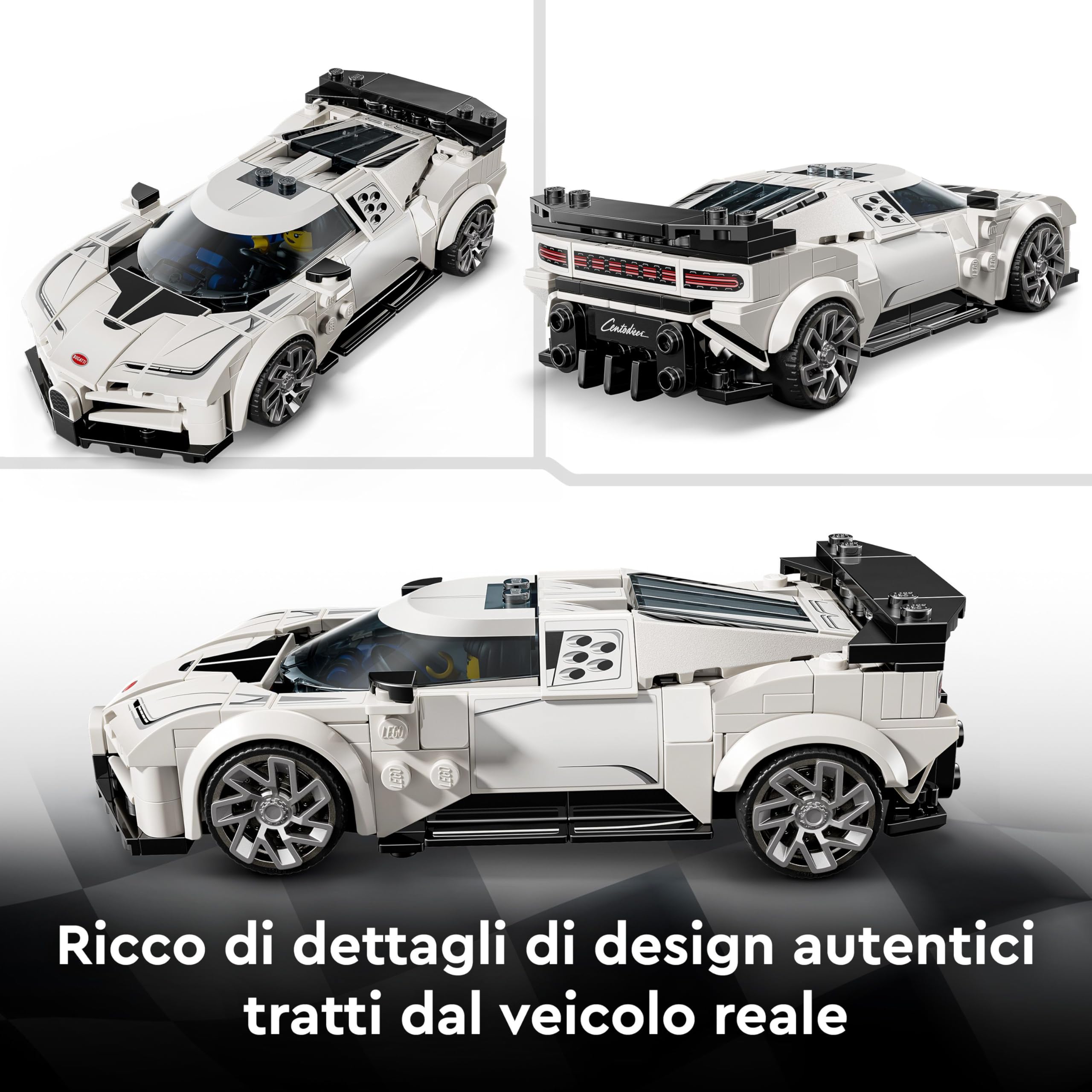LEGO Speed Champions Hyper Sports Car Bugatti Centodieci - Modellino di Auto con Minifigure del Pilota - Macchina Giocattolo per Bambini da 9 Anni - Regalo di Compleanno - 77240