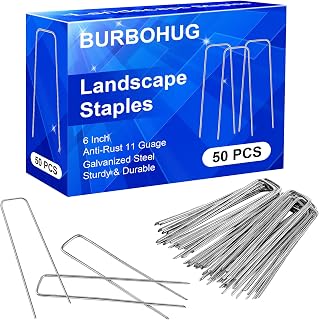 50-Pack Anti-Rust 6 Inch 11 Gauge Round-Top Heavy-Duty U-Shaped Garden Securing Stakes/Spikes/Pins/Pegs - Hot Dipped Galvanized Sod Staples for Anchoring Landscape Fabric (50)