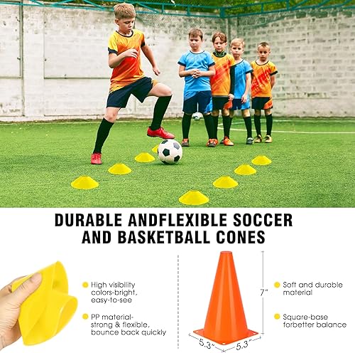 Miniatura 3 de Juego de equipos de entrenamiento de velocidad de agilidad, escalera de agilidad de 20 pies, 14 conos de fútbol, pelota de fútbol tamaño 4,