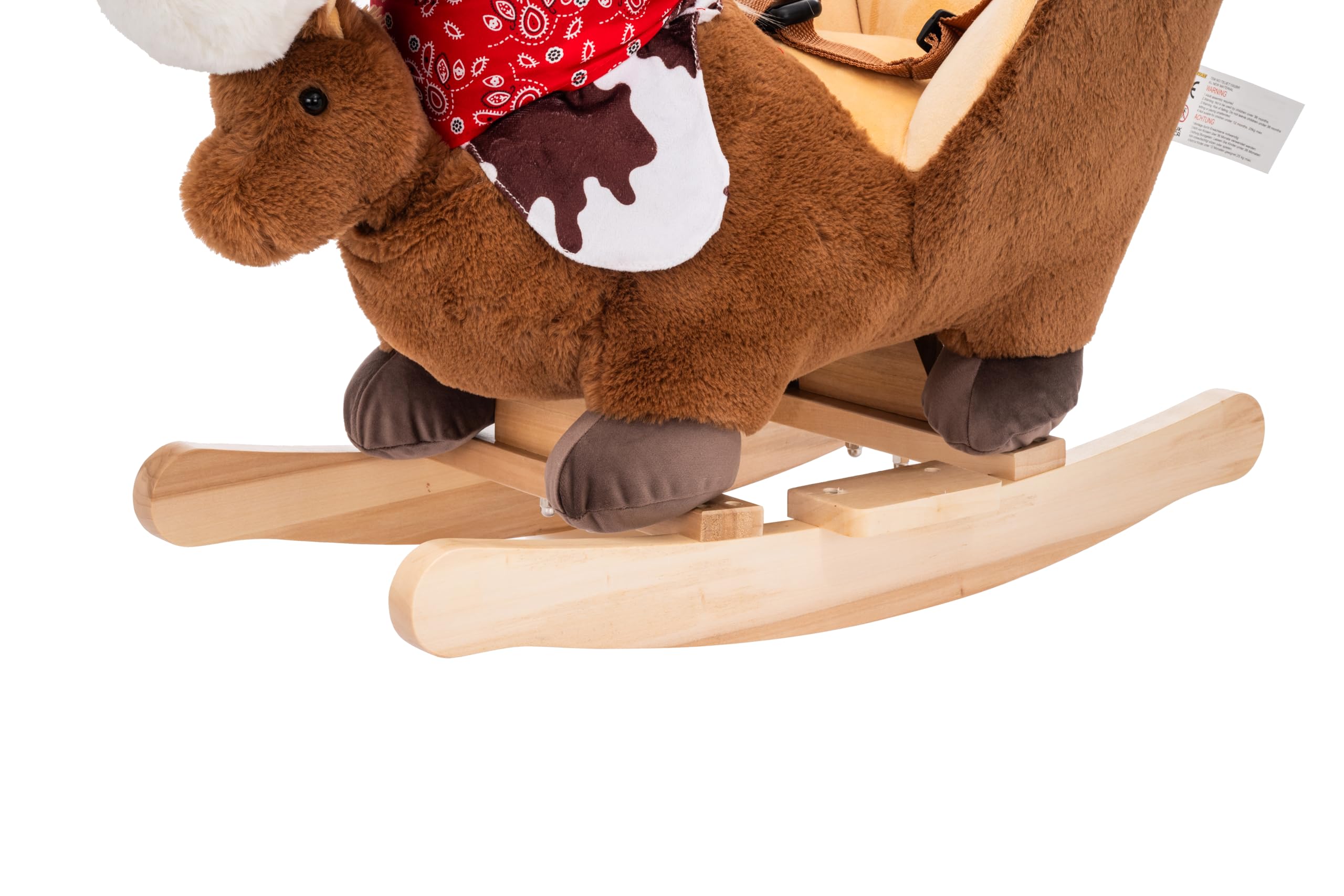 Schaukeltier mit Handpuppe, Kinder Schaukelstuhl mit Sicherheitsgurt, 12 bis 36 Monaten (Braun)