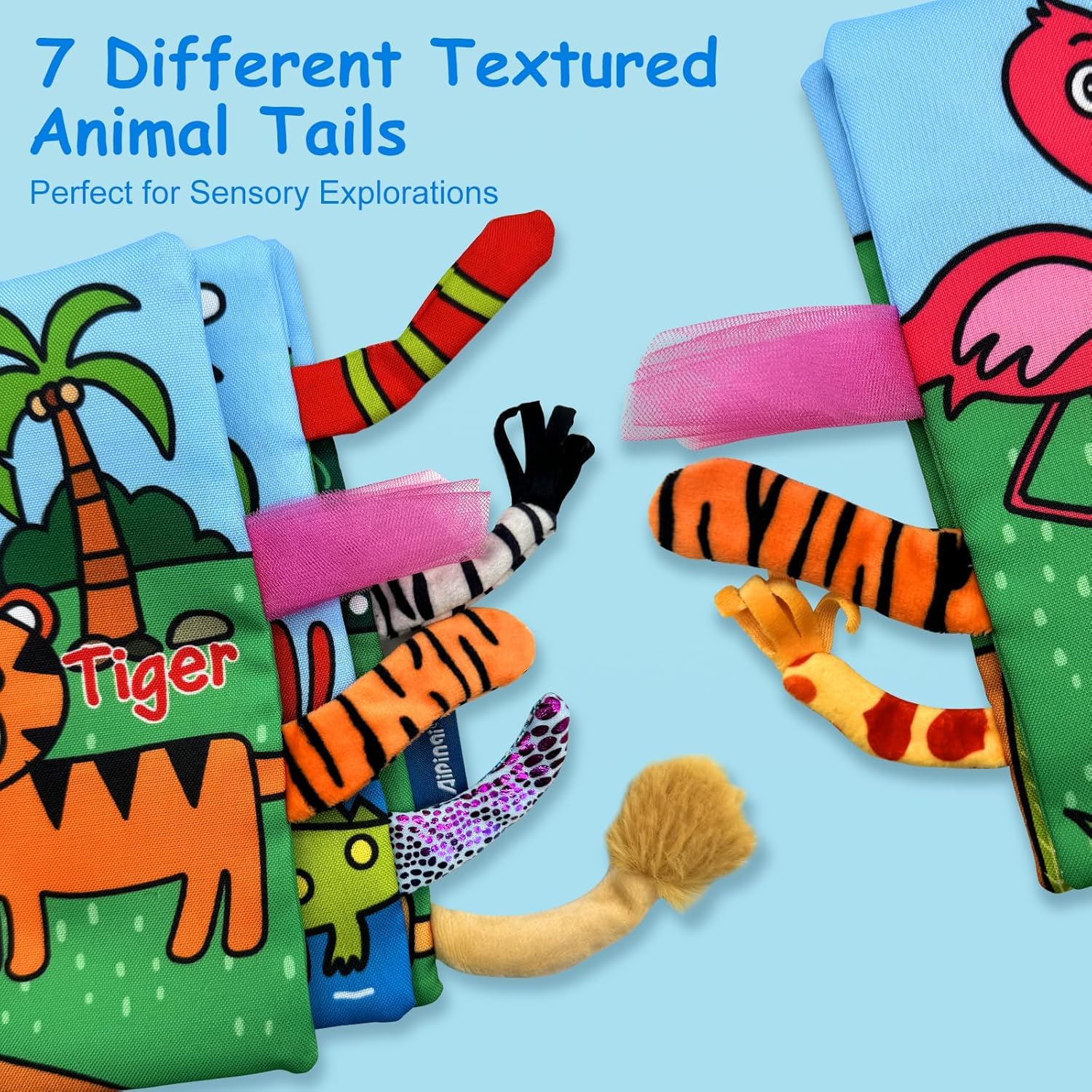 BeFunky Baby Fabric Book, Baby Book Toy Months 0 3 6 12 Months, Soft 3D Picture Book Feel Book Crinkle Book Sensory Toy Montessori Learning Toy For Boys Girls (Jungly Animals), Multicolor - Image 3 thumbnail