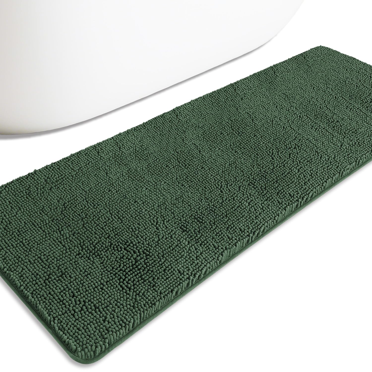 PureSwan Bathroom Runner Rugs 24 x72 Non Slip – Extra Large Long Bath Mat | Absorbent and Washable Thick Chenille Bath Rug for Bathroom, Shower, Sink(Hunter Green) — image 1